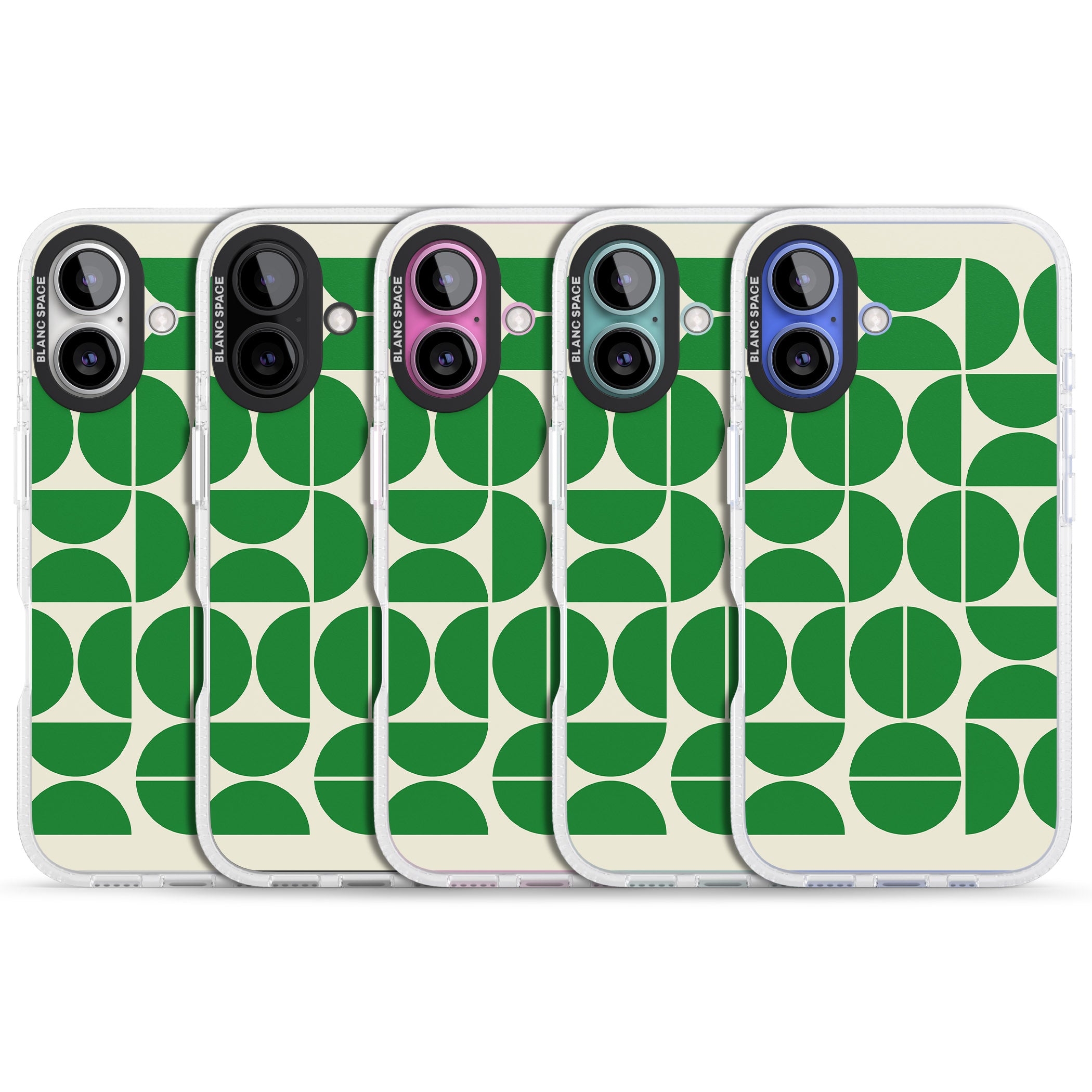 Retro Green Circles iPhone 16 / 16 Plus Clear Case Impact Air - Blanc Space
