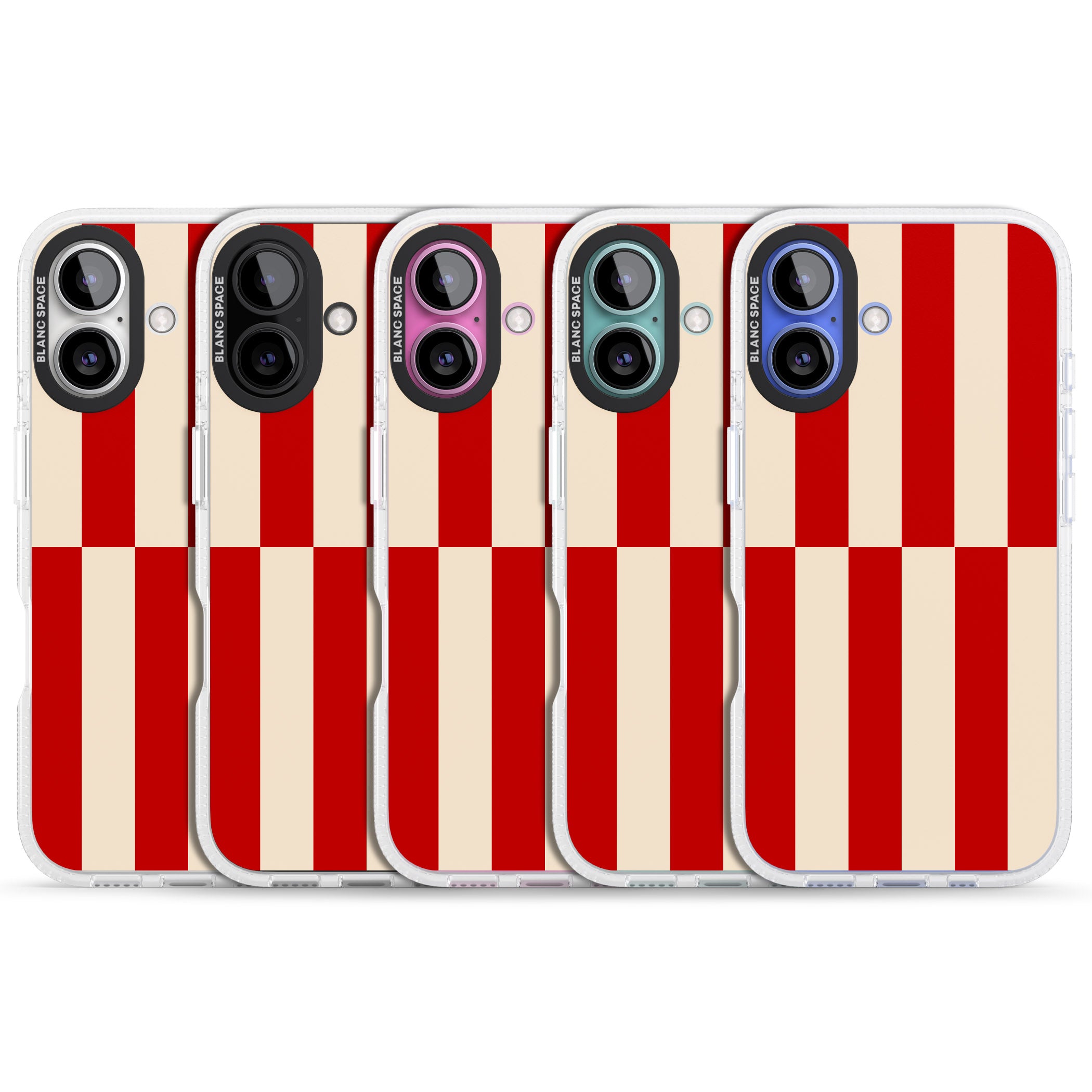 Retro Red Stripes iPhone 16 / 16 Plus Clear Case Impact Air - Blanc Space