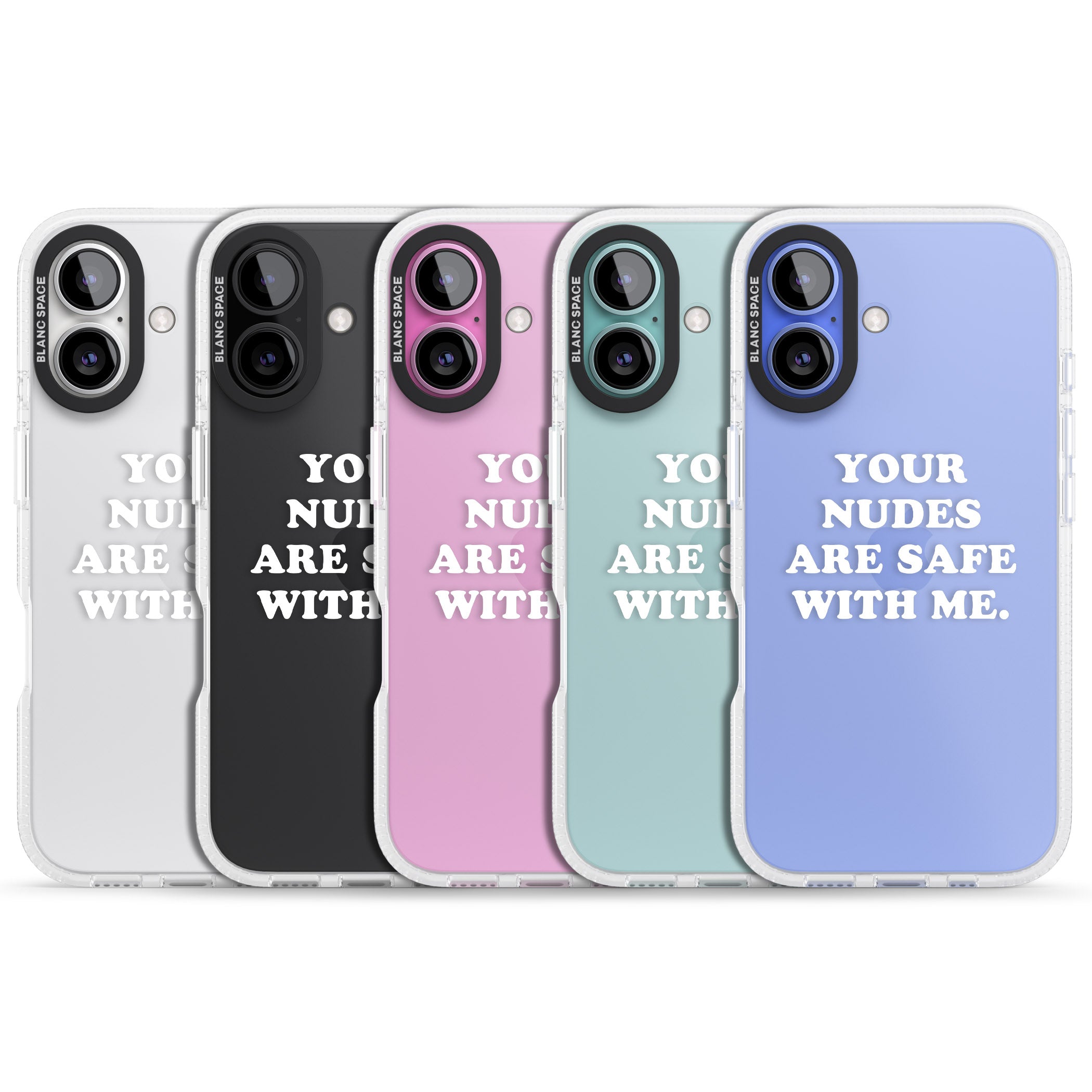Your nudes are safe with me... WHITE iPhone 16 / 16 Plus Clear Case Impact Air - Blanc Space