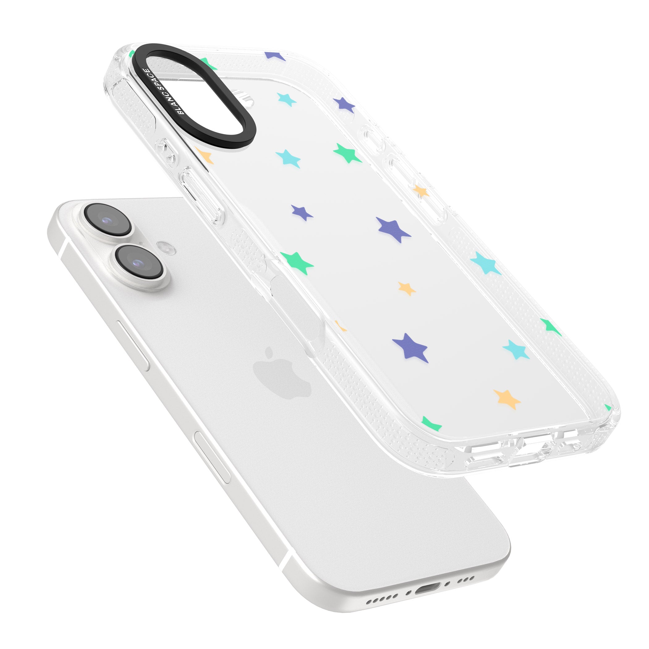 Pastel Stars Pattern iPhone 16 / 16 Plus Clear Case Impact Air - Blanc Space