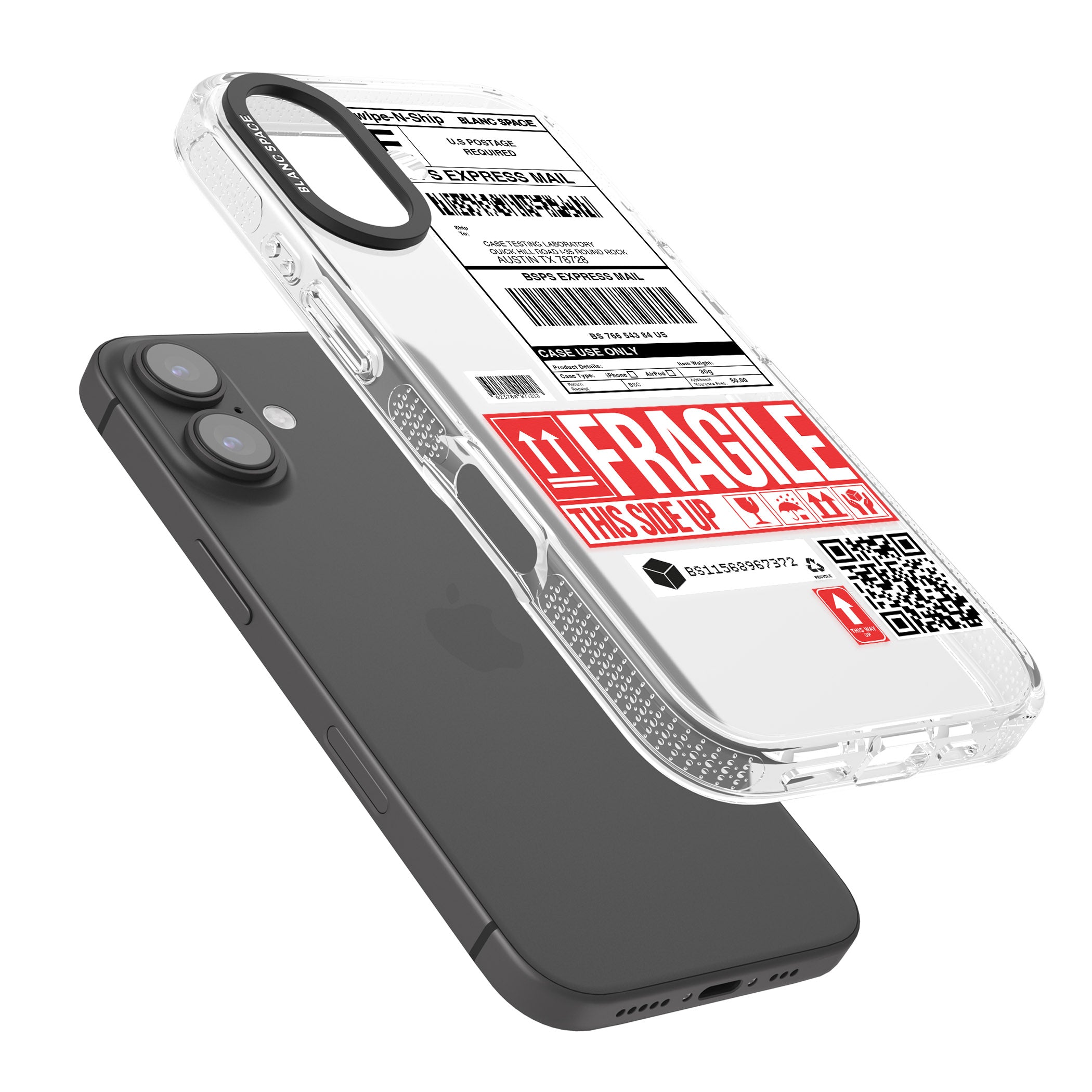 Shipping Label iPhone 16 / 16 Plus Clear Case Impact Air - Blanc Space