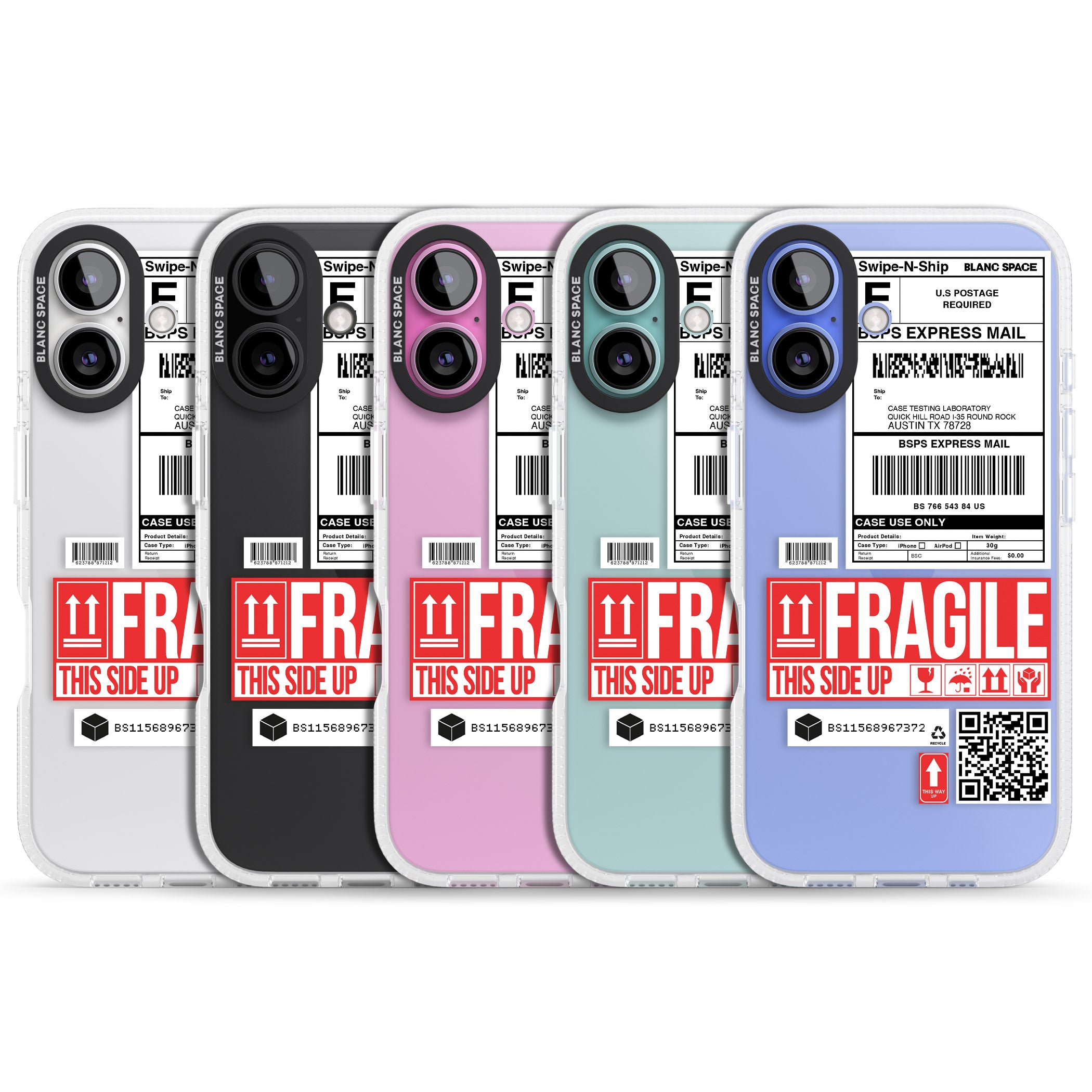 Shipping Label iPhone 16 / 16 Plus Clear Case Impact Air - Blanc Space