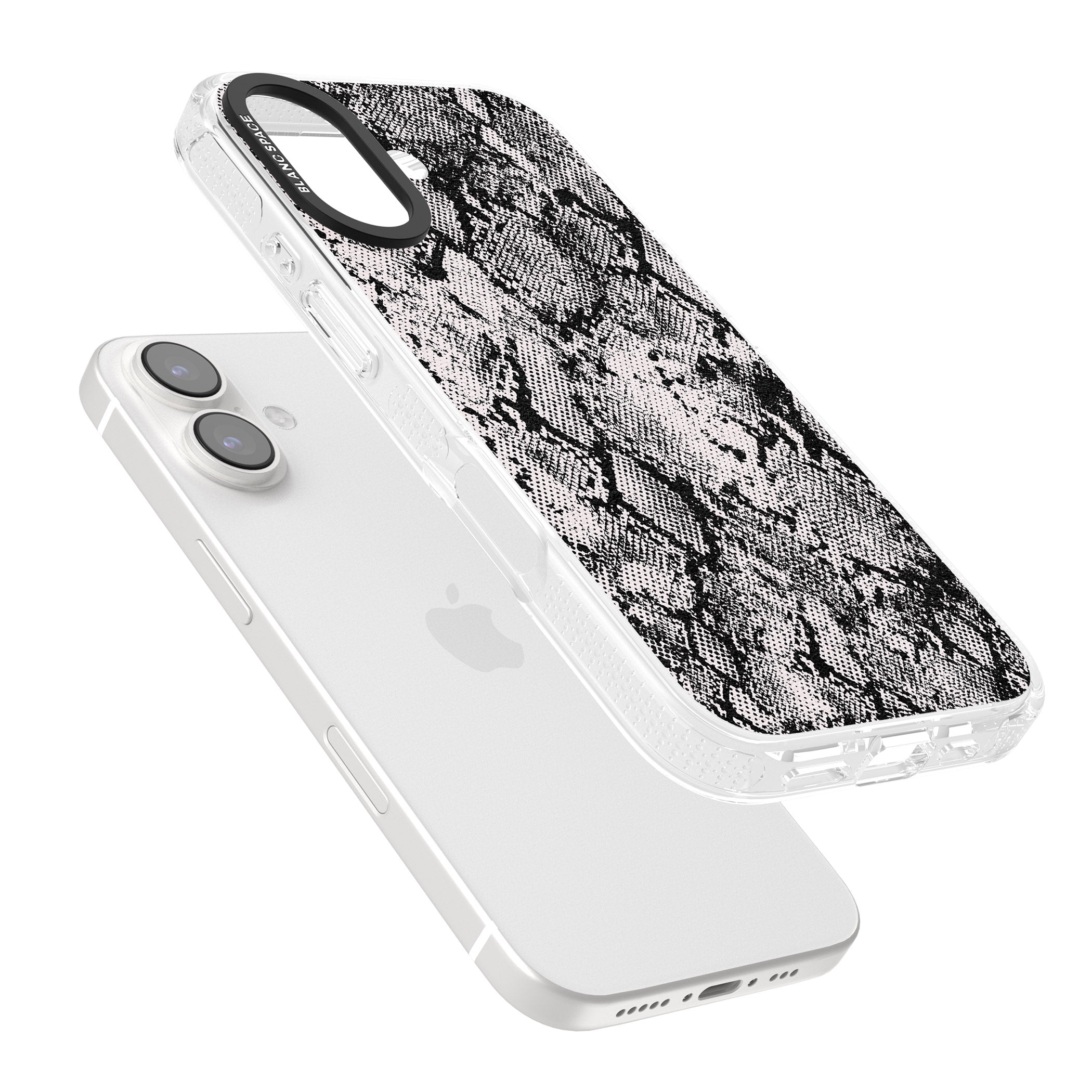 Pastel Snakeskin - Grey iPhone 16 / 16 Plus Clear Case Impact Air - Blanc Space