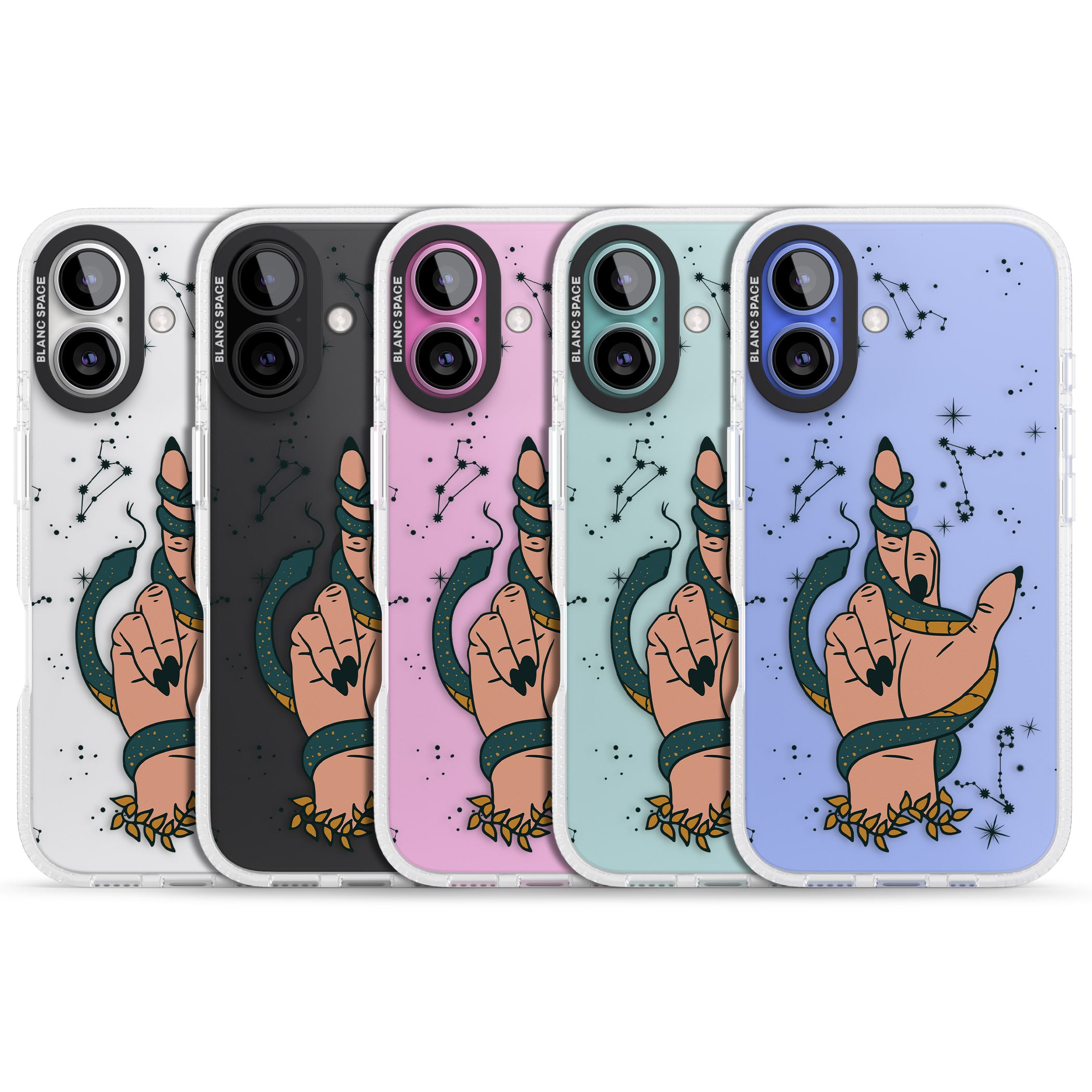 Snakes, Stars and Cynicism iPhone 16 / 16 Plus Clear Case Impact Air - Blanc Space