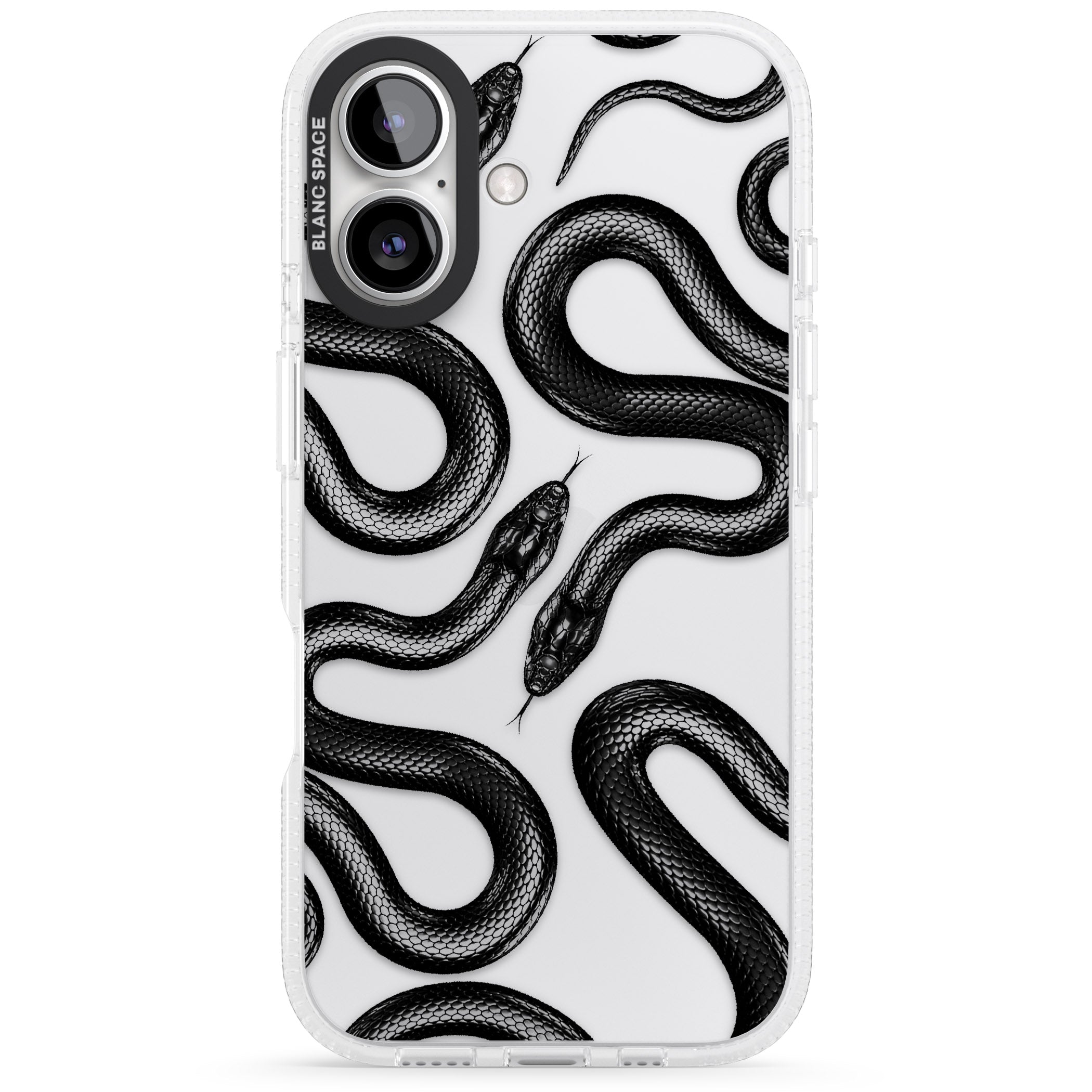 Black Kingsnake iPhone 16 / 16 Plus Clear Case Impact Air - Blanc Space