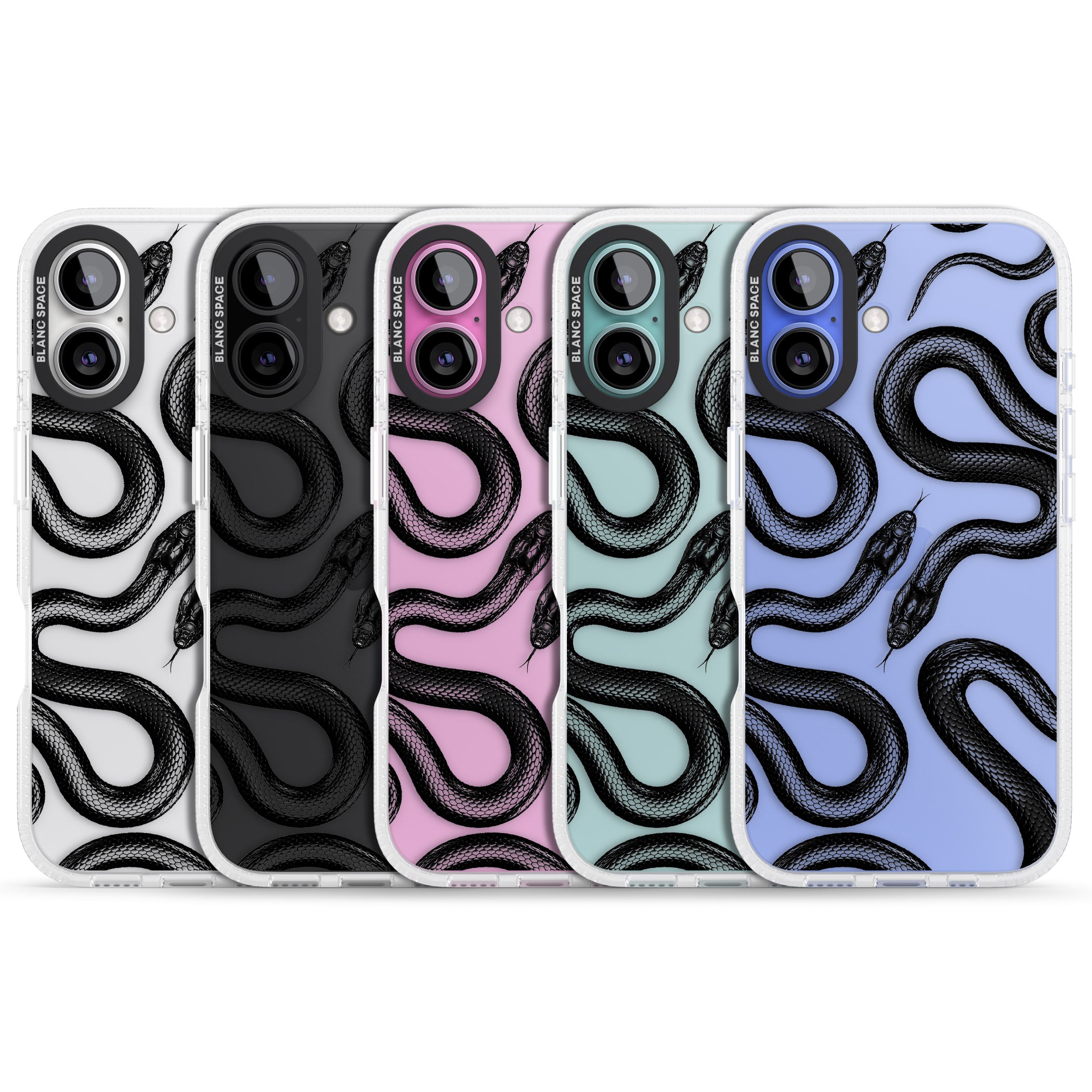 Black Kingsnake iPhone 16 / 16 Plus Clear Case Impact Air - Blanc Space