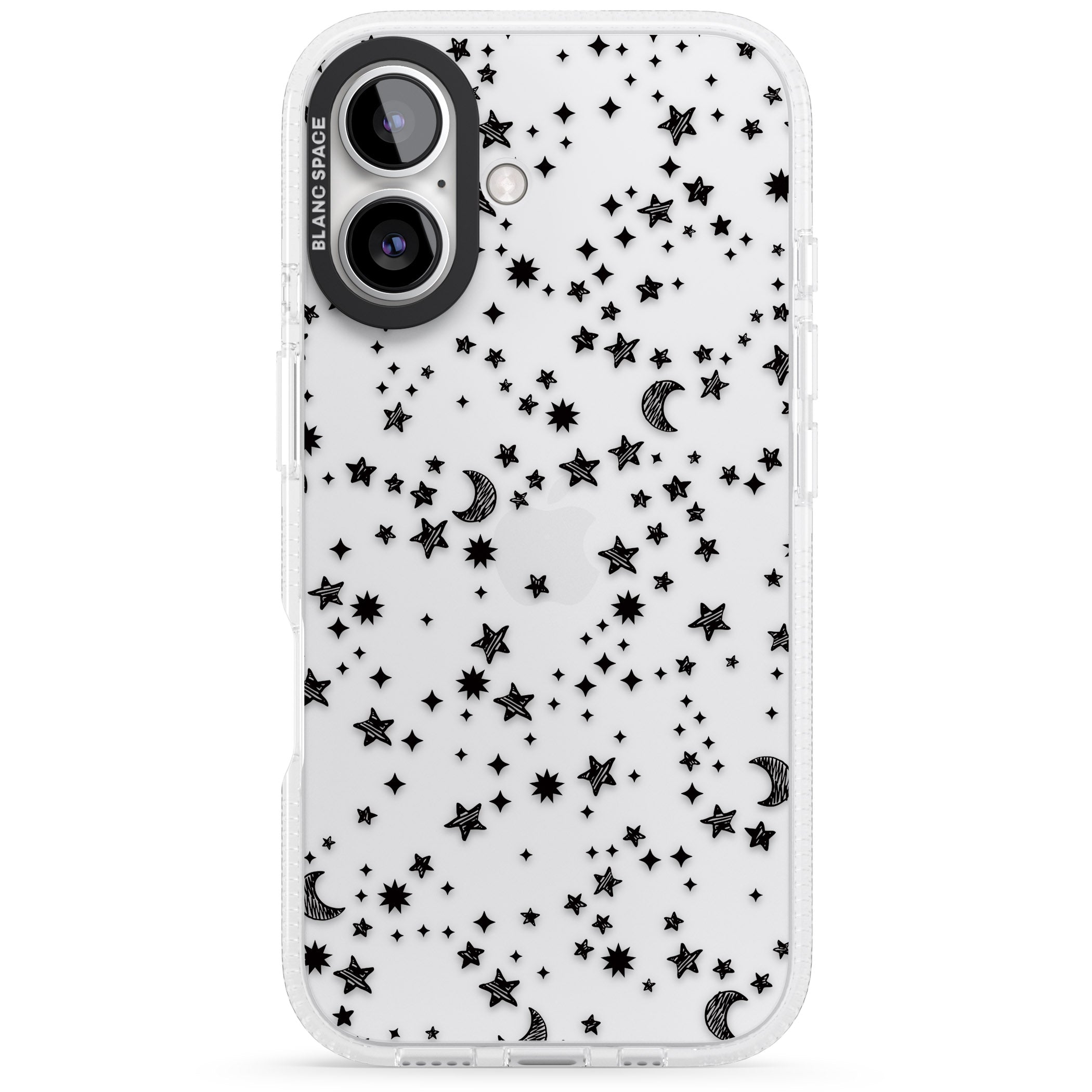 Black Cosmic Galaxy Pattern iPhone 16 / 16 Plus Clear Case Impact Air - Blanc Space