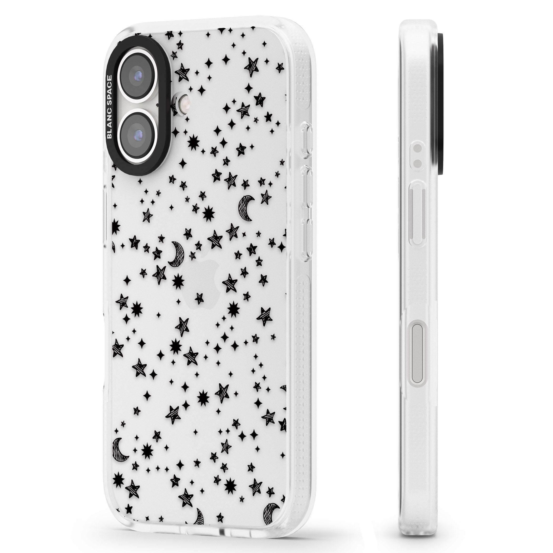 Black Cosmic Galaxy Pattern iPhone 16 / 16 Plus Clear Case Impact Air - Blanc Space