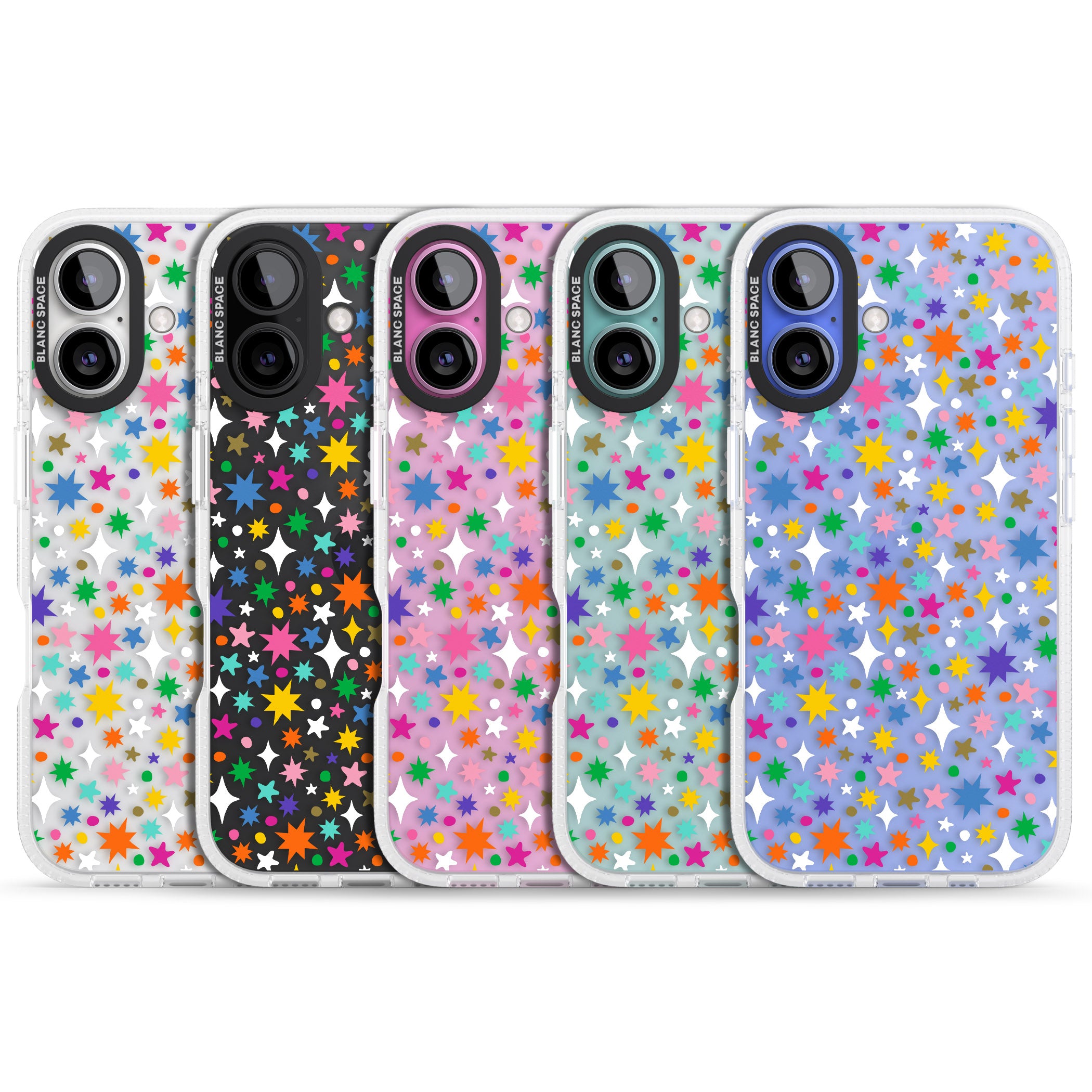 Rainbow Starburst iPhone 16 / 16 Plus Clear Case Impact Air - Blanc Space
