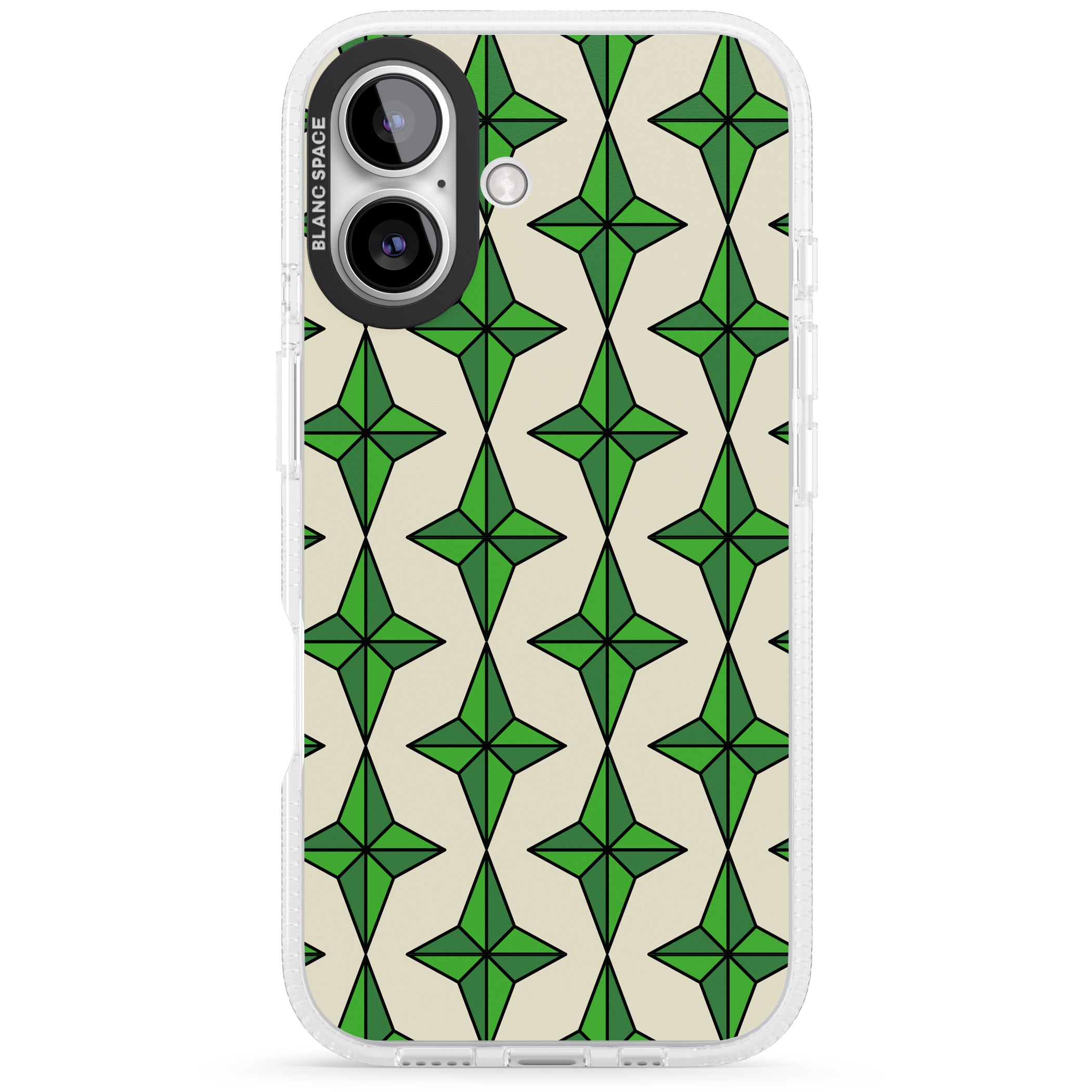Emerald Stars Pattern iPhone 16 / 16 Plus Clear Case Impact Air - Blanc Space