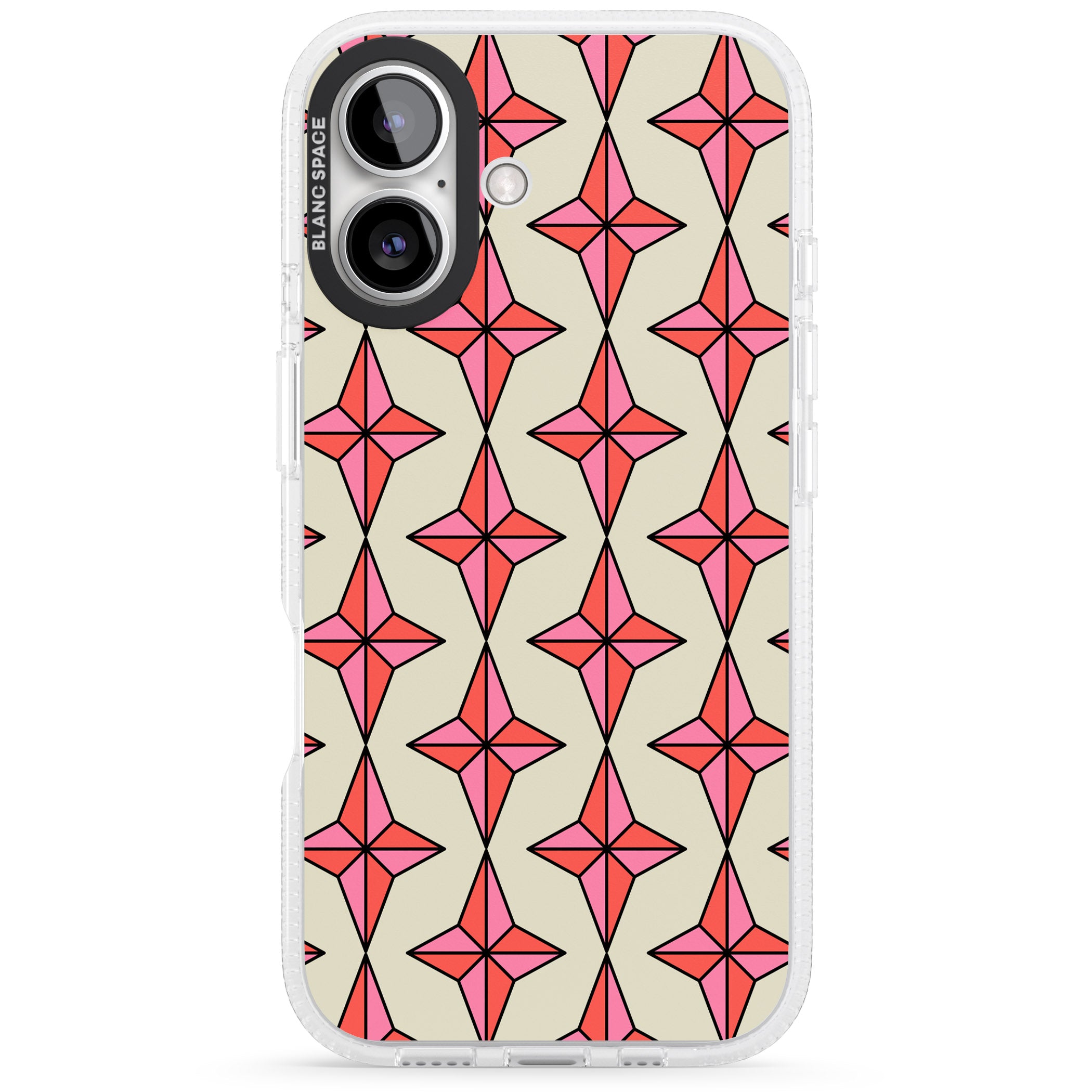 Rose Stars Pattern iPhone 16 / 16 Plus Clear Case Impact Air - Blanc Space