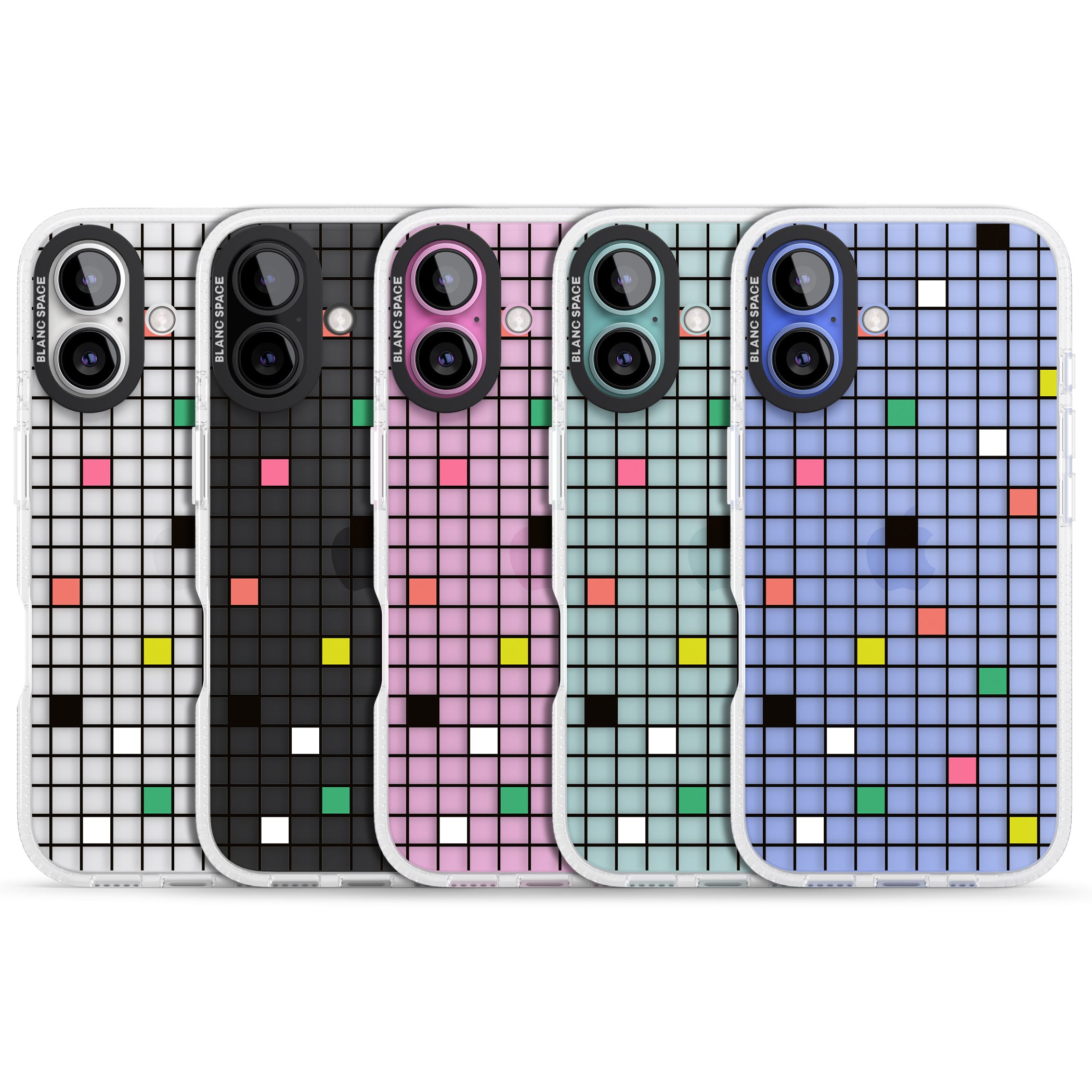 Vibrant Clear Geometric Grid iPhone 16 / 16 Plus Clear Case Impact Air - Blanc Space