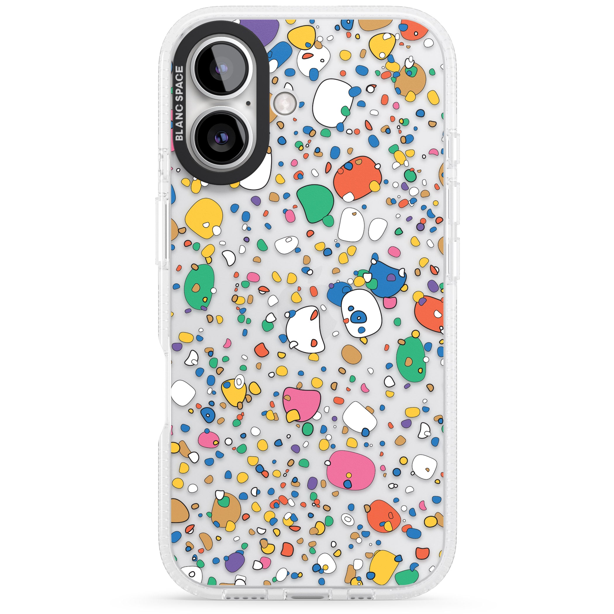 Colourful Confetti Pebbles iPhone 16 / 16 Plus Clear Case Impact Air - Blanc Space