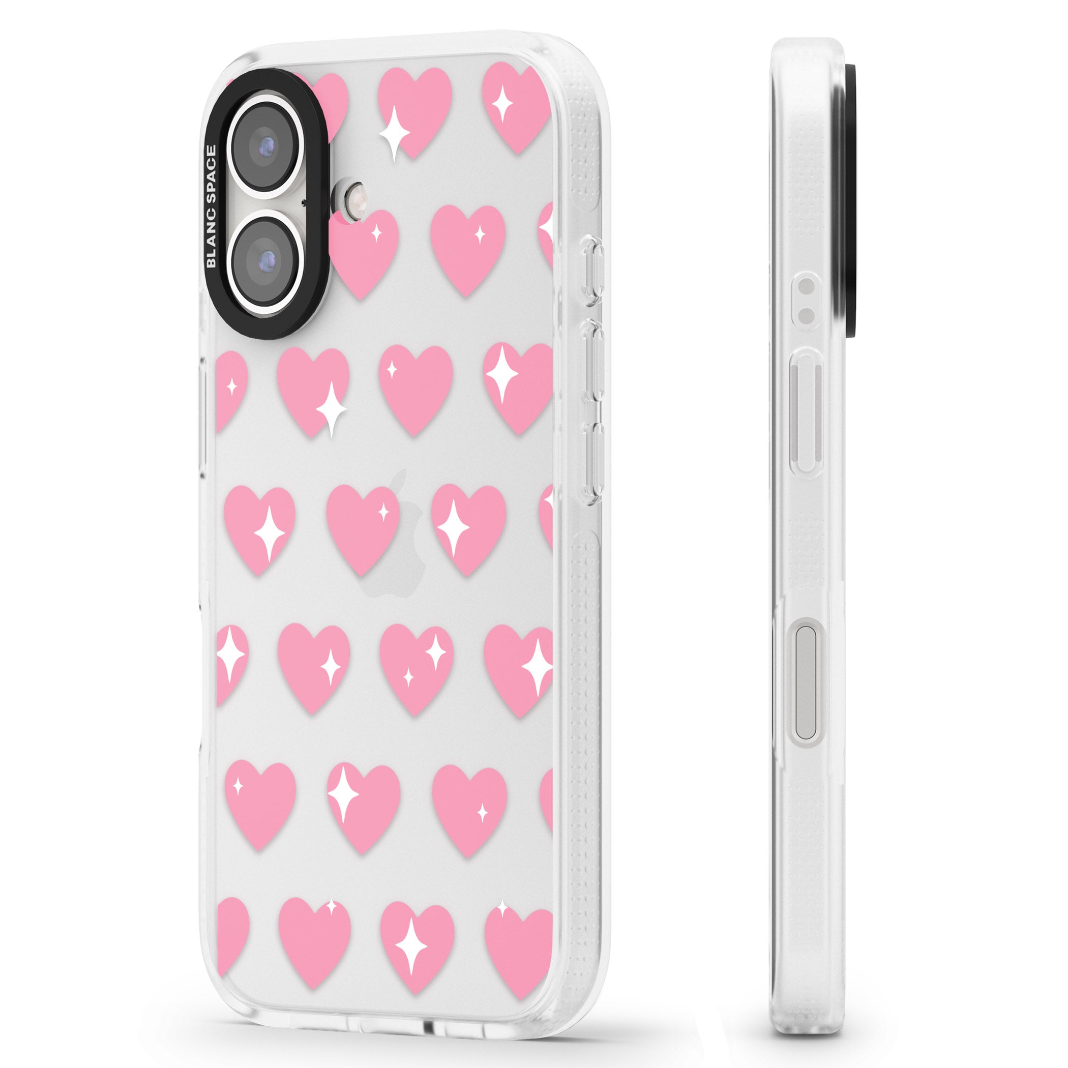Sweet Hearts iPhone 16 / 16 Plus Clear Case Impact Air - Blanc Space