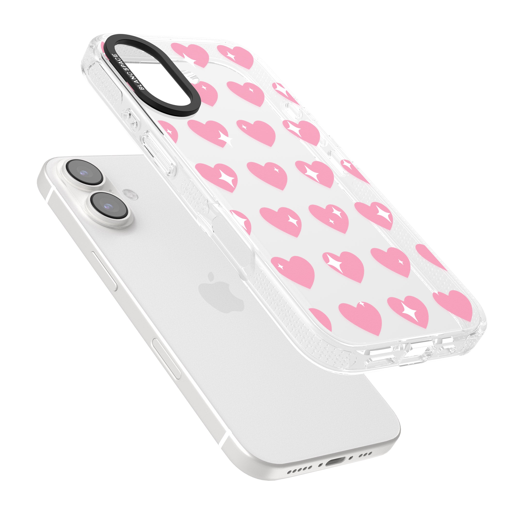 Sweet Hearts iPhone 16 / 16 Plus Clear Case Impact Air - Blanc Space
