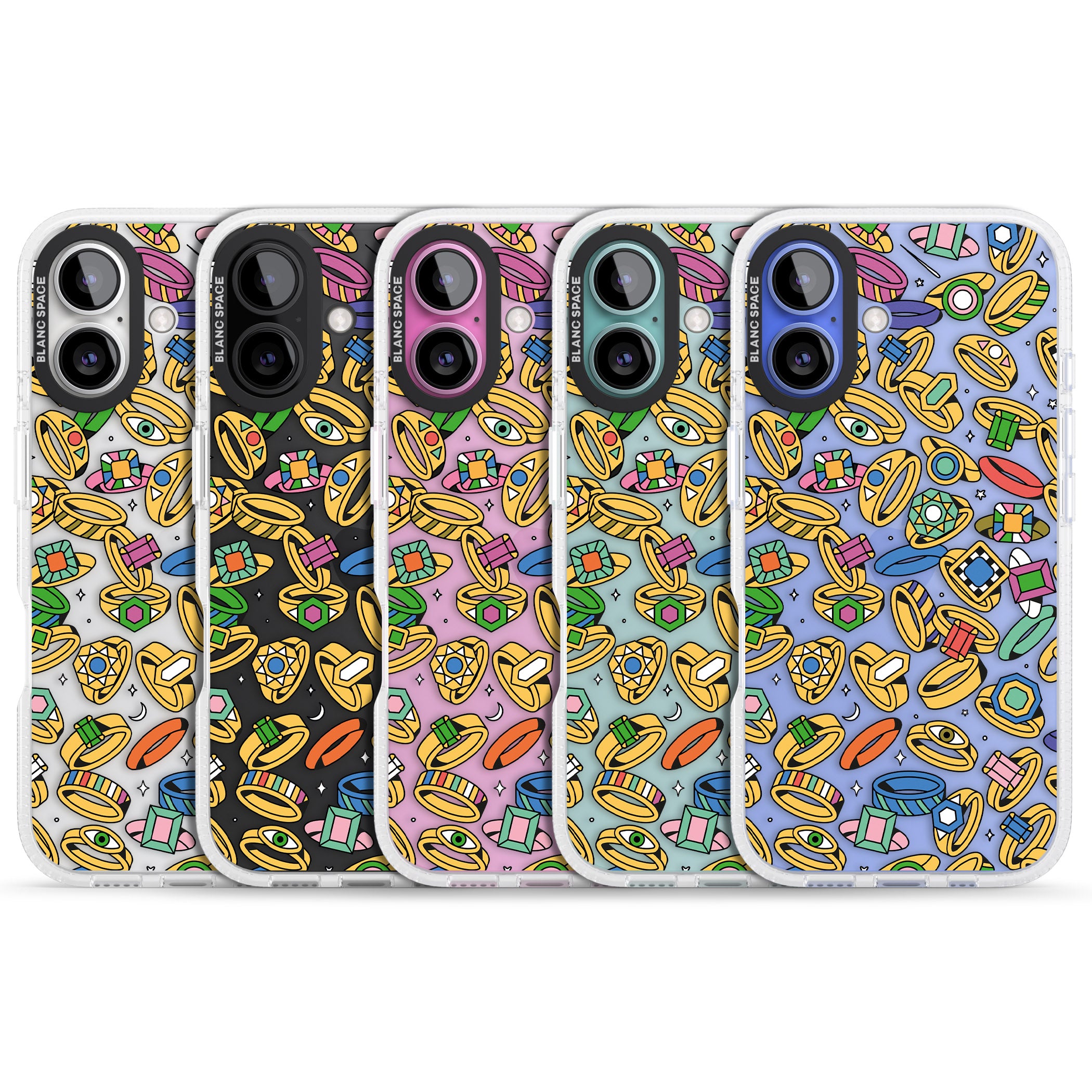 Gemstone Glitz iPhone 16 / 16 Plus Clear Case Impact Air - Blanc Space