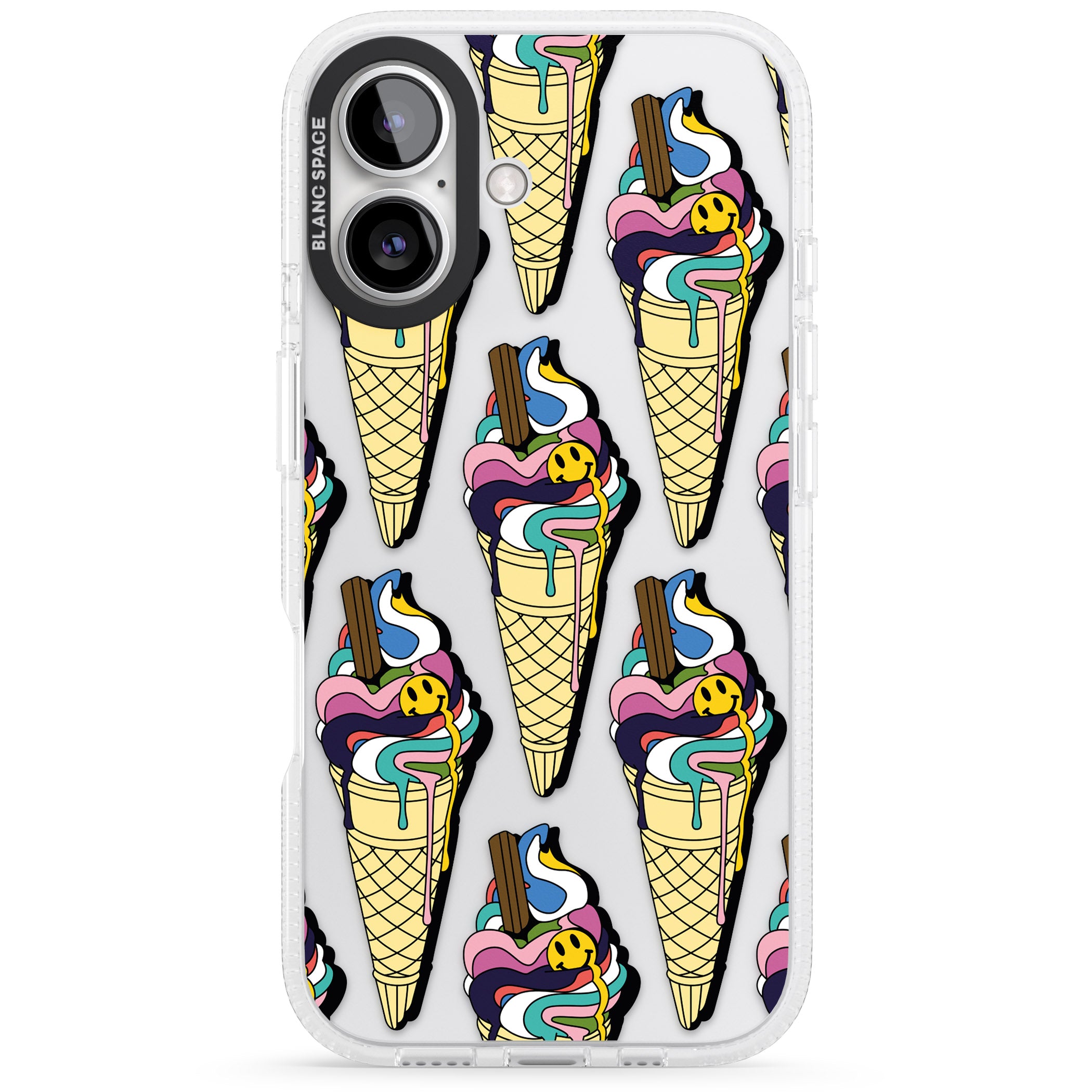 Trip & Drip Ice Cream iPhone 16 / 16 Plus Clear Case Impact Air - Blanc Space