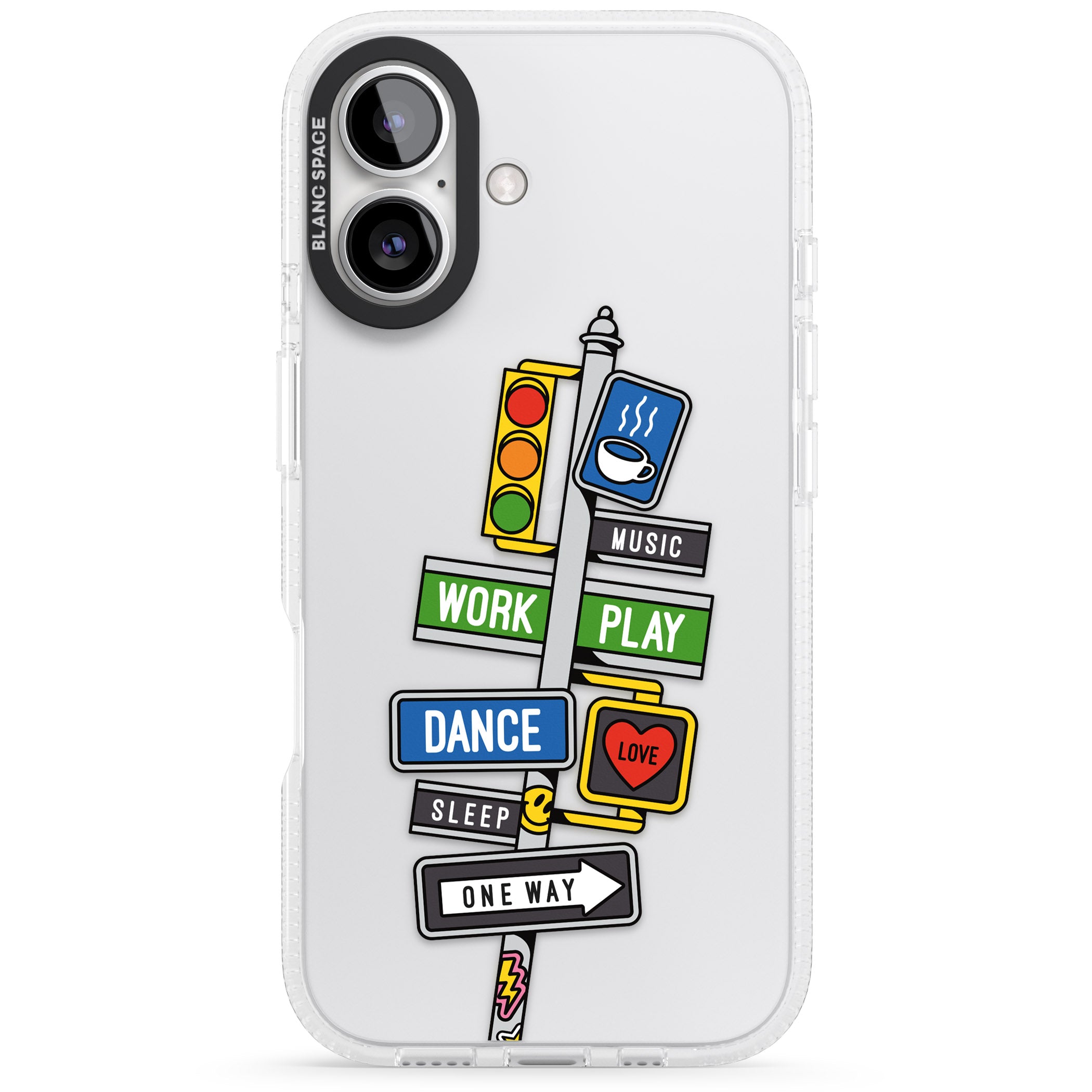 Mood Street Signs iPhone 16 / 16 Plus Clear Case Impact Air - Blanc Space