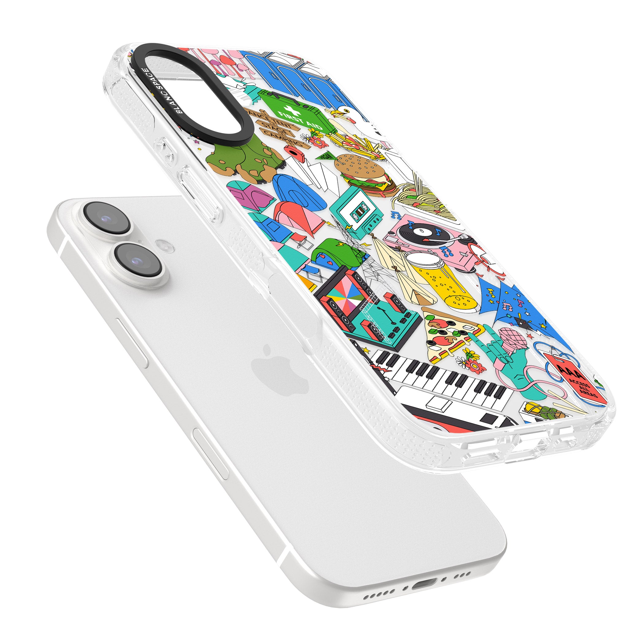 Festival Frenzy iPhone 16 / 16 Plus Clear Case Impact Air - Blanc Space