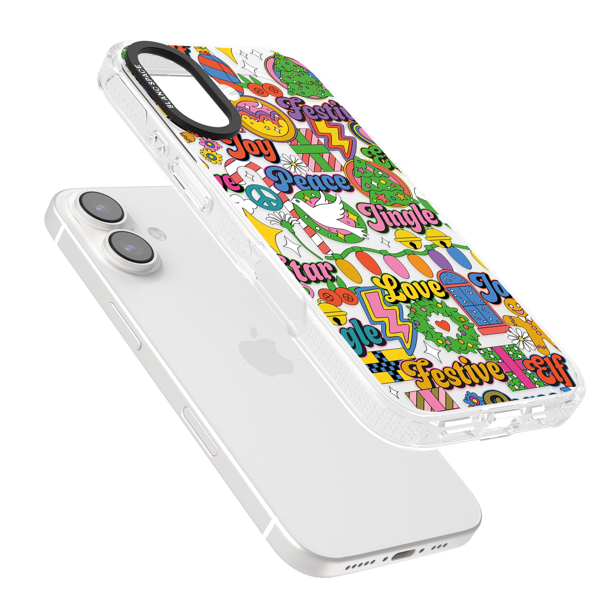 Peace & Festivities iPhone 16 / 16 Plus Clear Case Impact Air - Blanc Space
