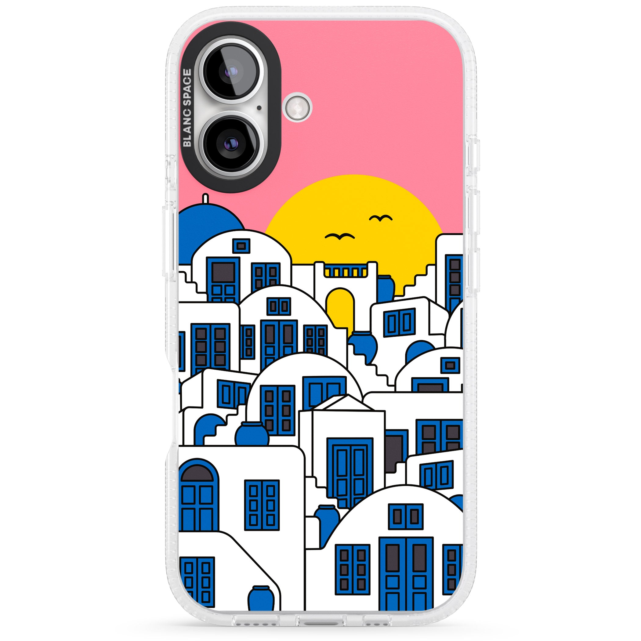 Santorini Sunset iPhone 16 / 16 Plus Clear Case Impact Air - Blanc Space
