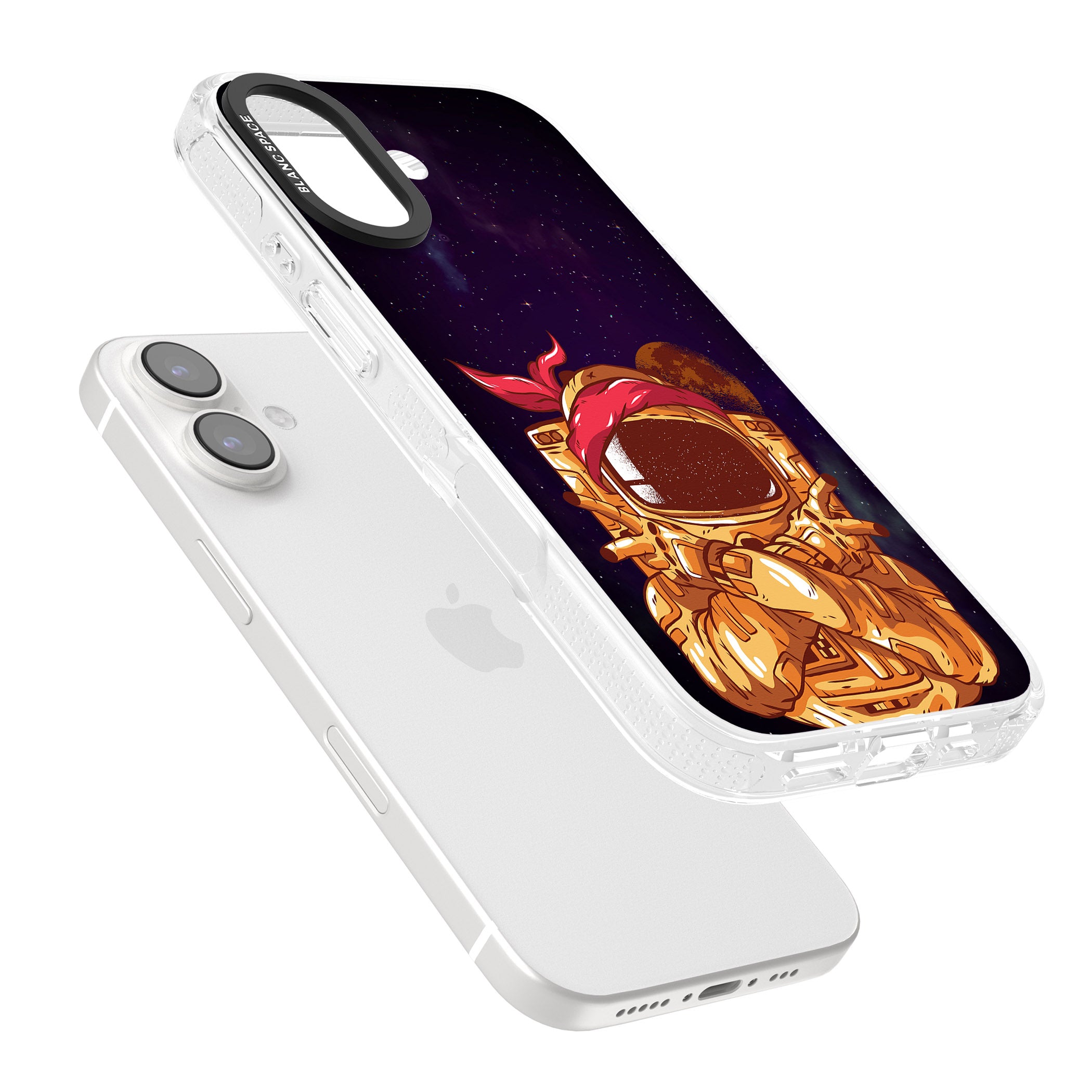 Space Gangster iPhone 16 / 16 Plus Clear Case Impact Air - Blanc Space