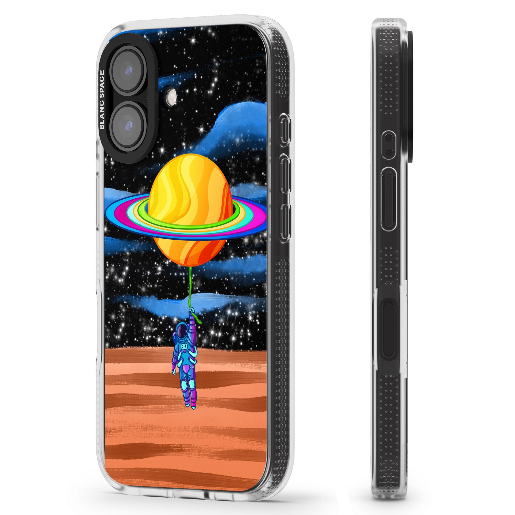 World On Helium iPhone 16 / 16 Plus Clear Case Impact Air - Blanc Space