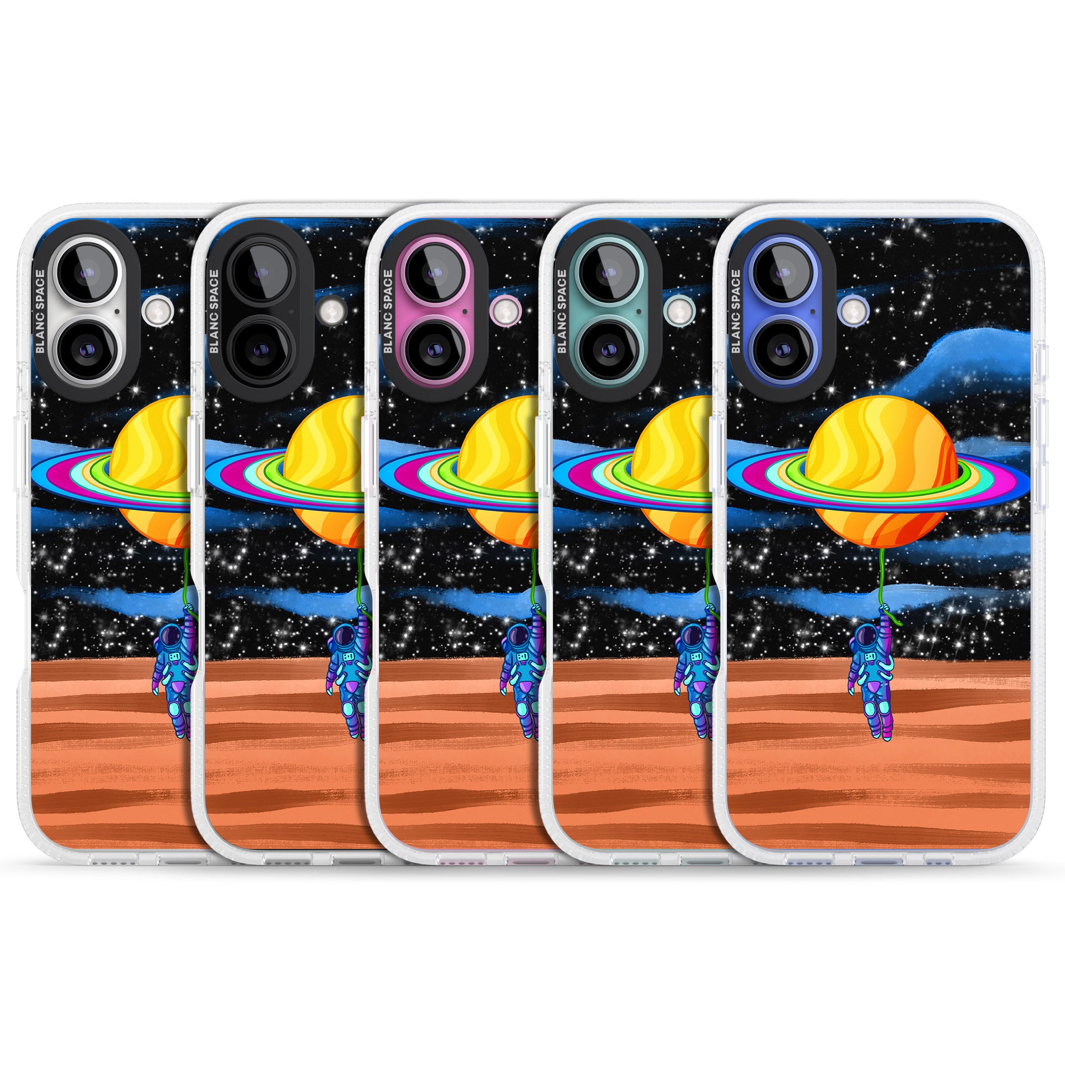 World On Helium iPhone 16 / 16 Plus Clear Case Impact Air - Blanc Space