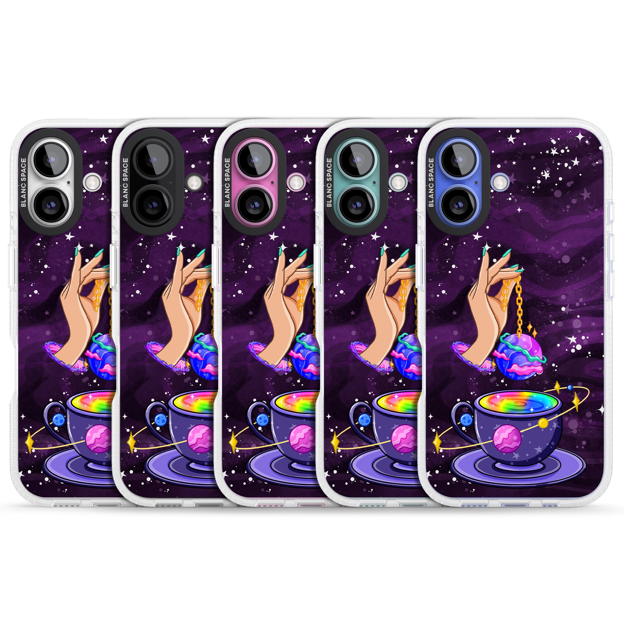 Space Tea iPhone 16 / 16 Plus Clear Case Impact Air - Blanc Space