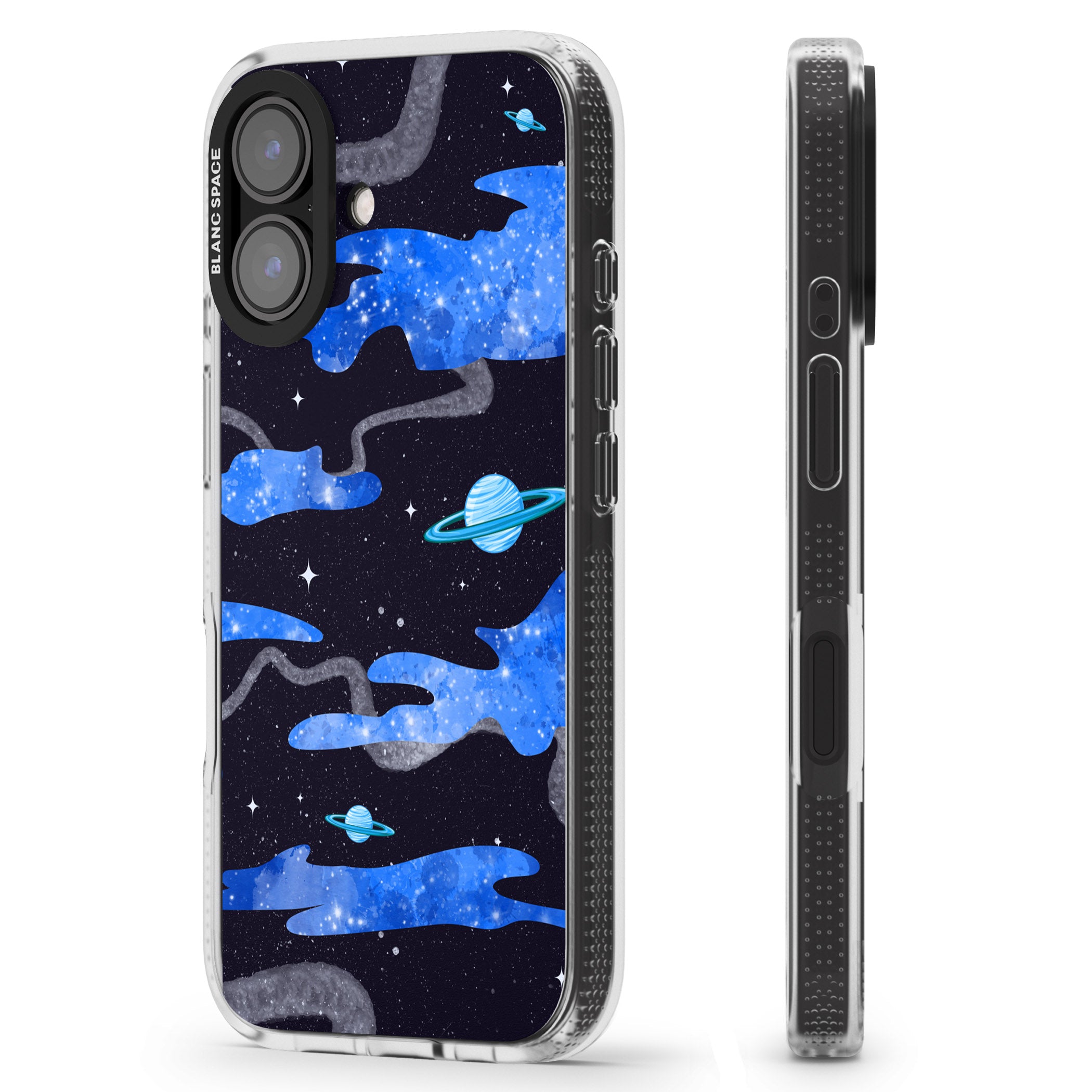 Blue Galaxy iPhone 16 / 16 Plus Clear Case Impact Air - Blanc Space