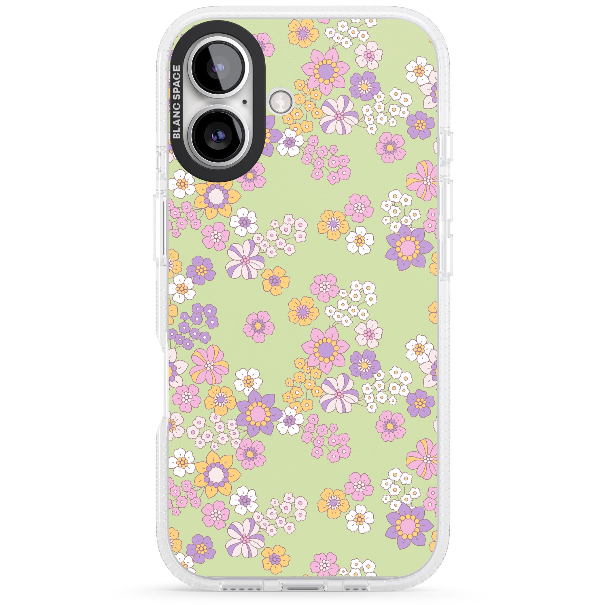 Grass Green Flowers iPhone 16 / 16 Plus Clear Case Impact Air - Blanc Space