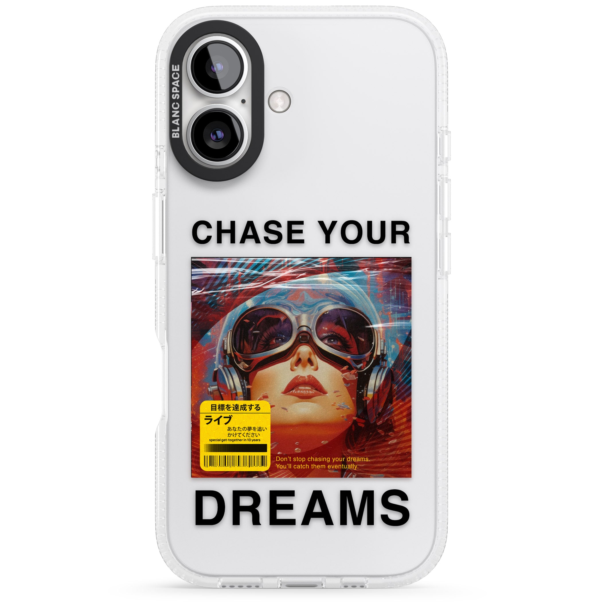 Chase Your Dreams iPhone 16 / 16 Plus Clear Case Impact Air - Blanc Space
