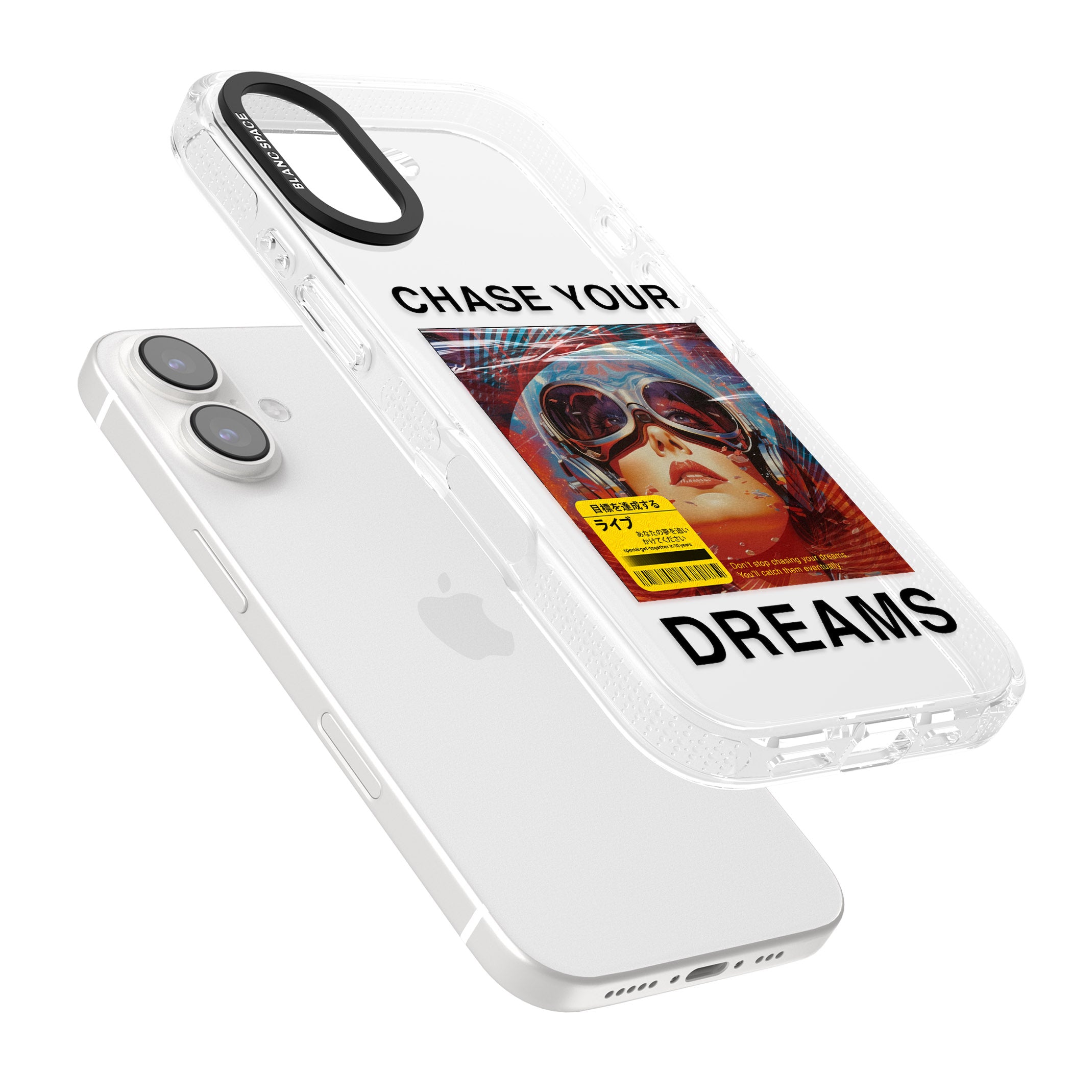 Chase Your Dreams iPhone 16 / 16 Plus Clear Case Impact Air - Blanc Space