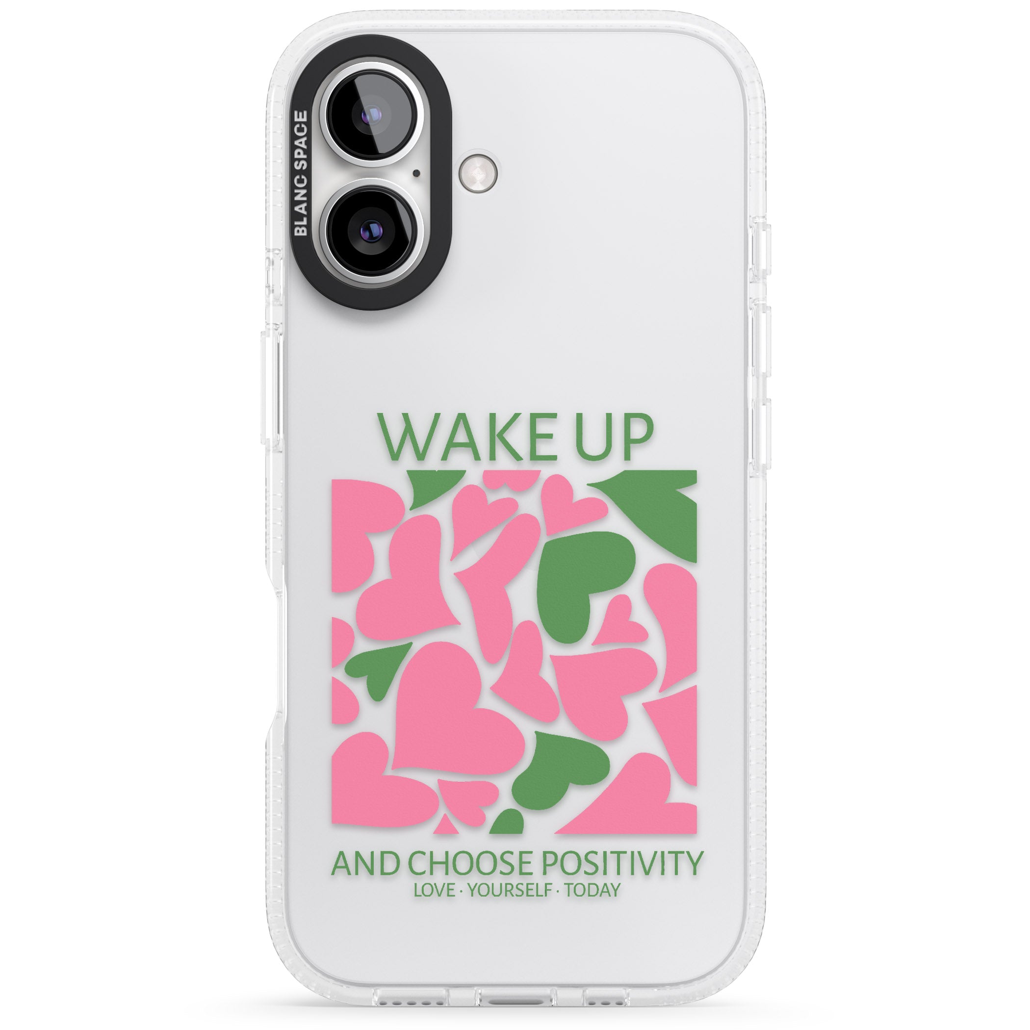 Wake Up And Choose Positivity iPhone 16 / 16 Plus Clear Case Impact Air - Blanc Space