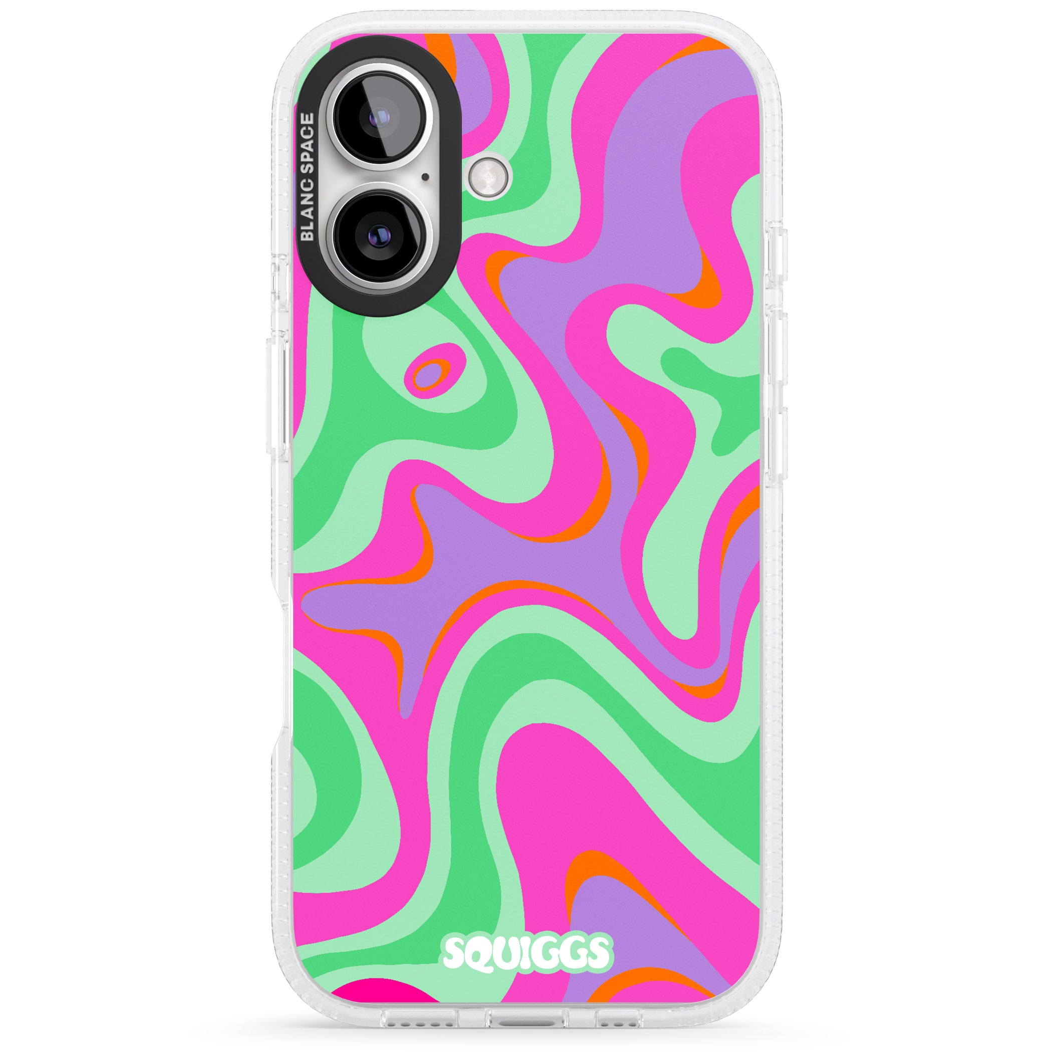 Pink Lava iPhone 16 / 16 Plus Clear Case Impact Air - Blanc Space