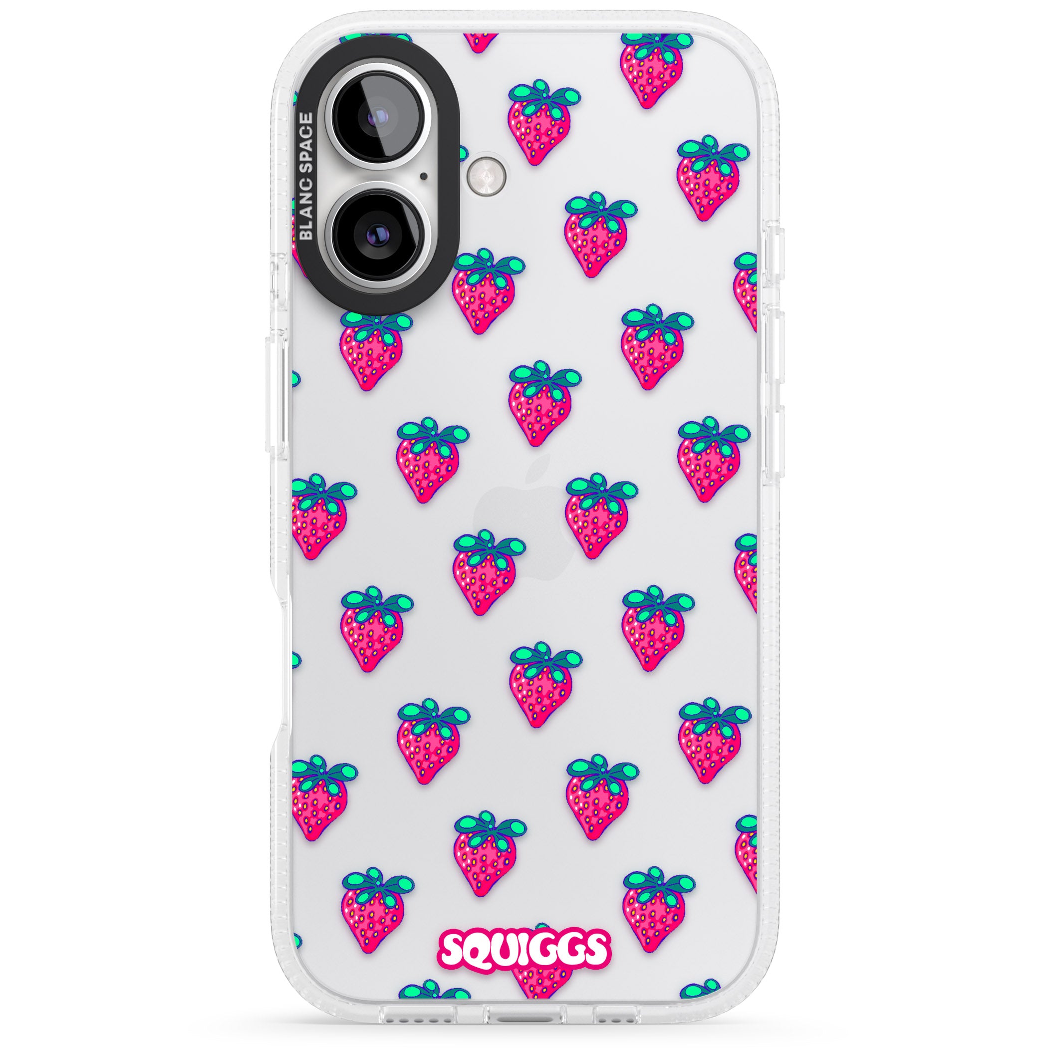 Strawberry Patch iPhone 16 / 16 Plus Clear Case Impact Air - Blanc Space