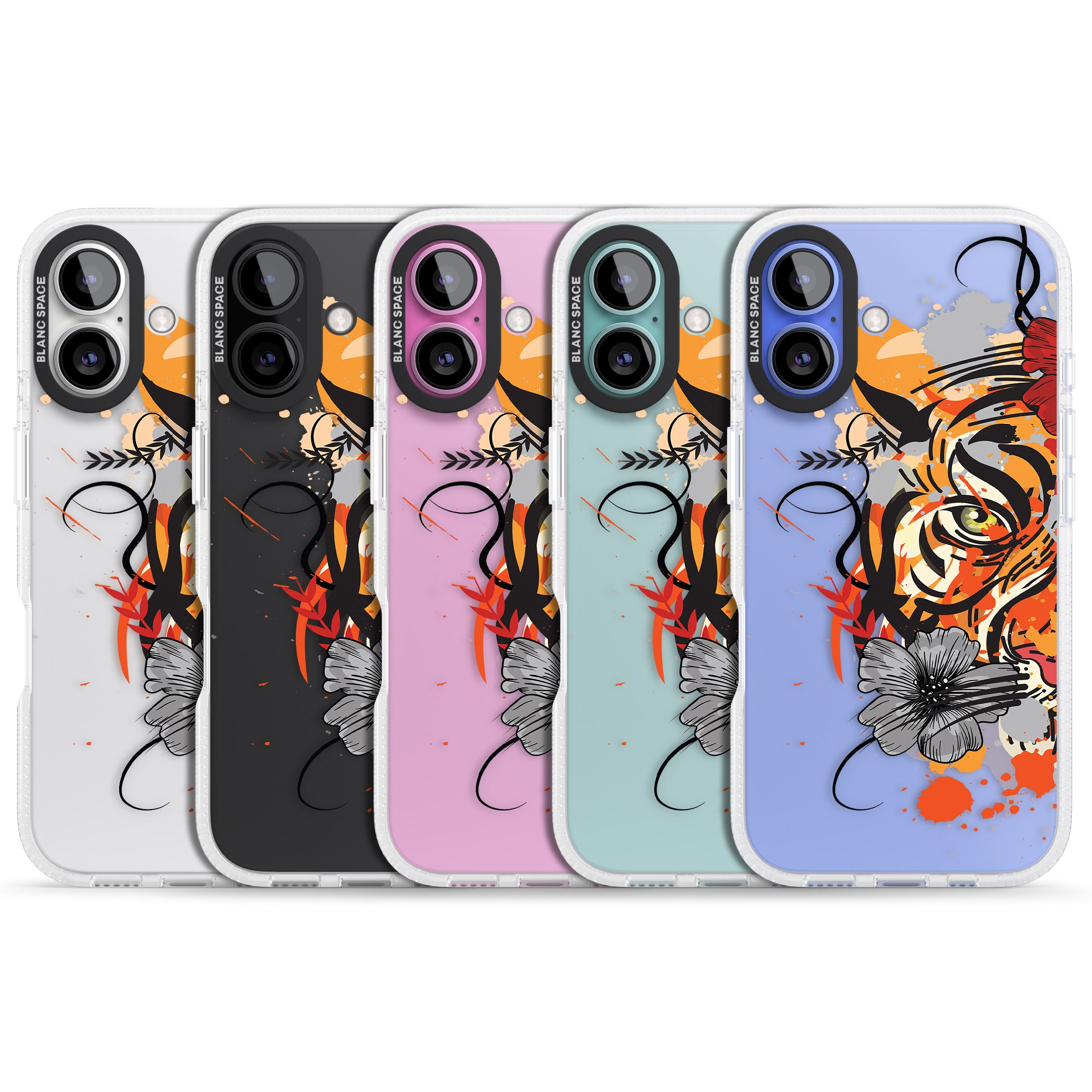 Sugar Skull Tiger iPhone 16 / 16 Plus Clear Case Impact Air - Blanc Space