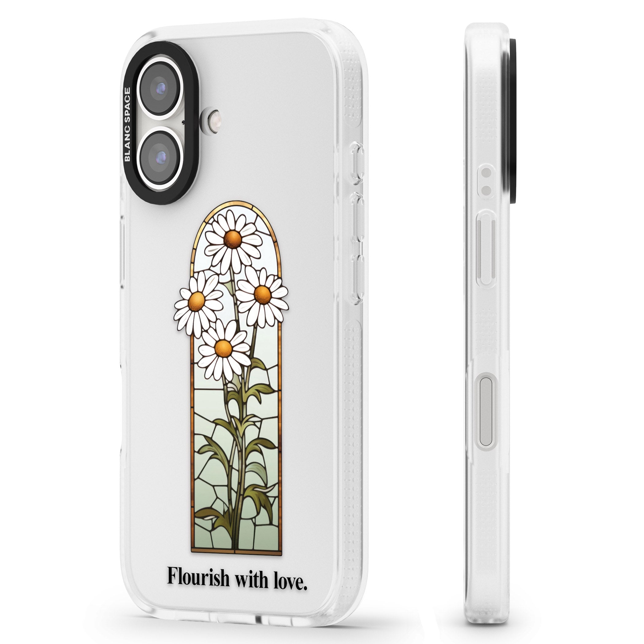 Flourish with love iPhone 16 / 16 Plus Clear Case Impact Air - Blanc Space