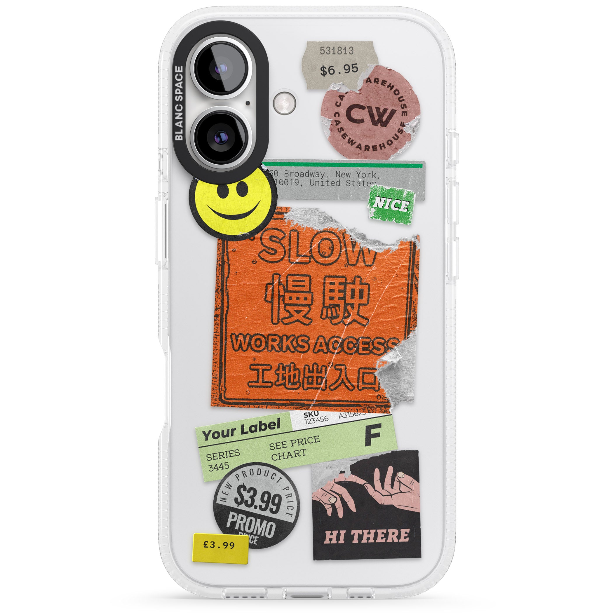 Kanji Signs Sticker Mix iPhone 16 / 16 Plus Clear Case Impact Air - Blanc Space
