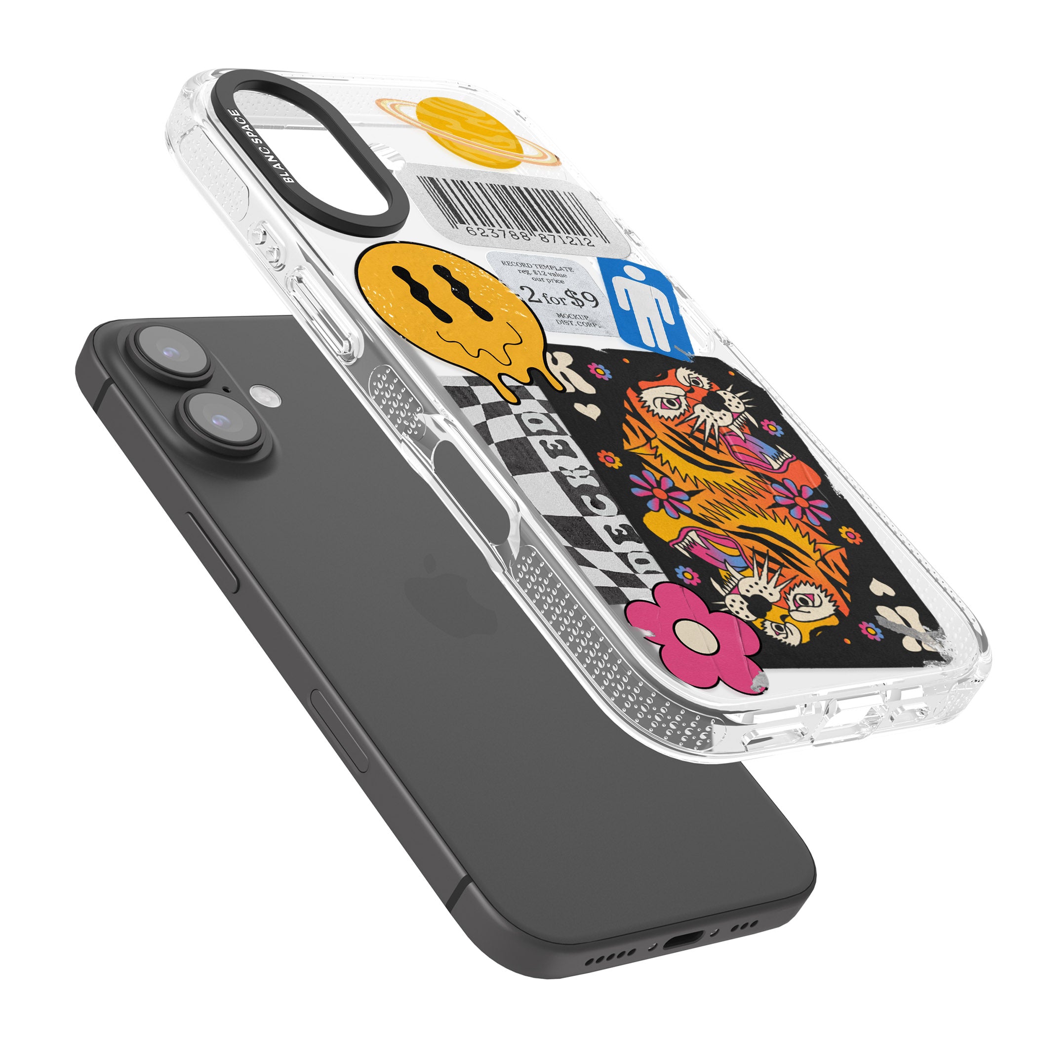 Electric Vibes iPhone 16 / 16 Plus Clear Case Impact Air - Blanc Space