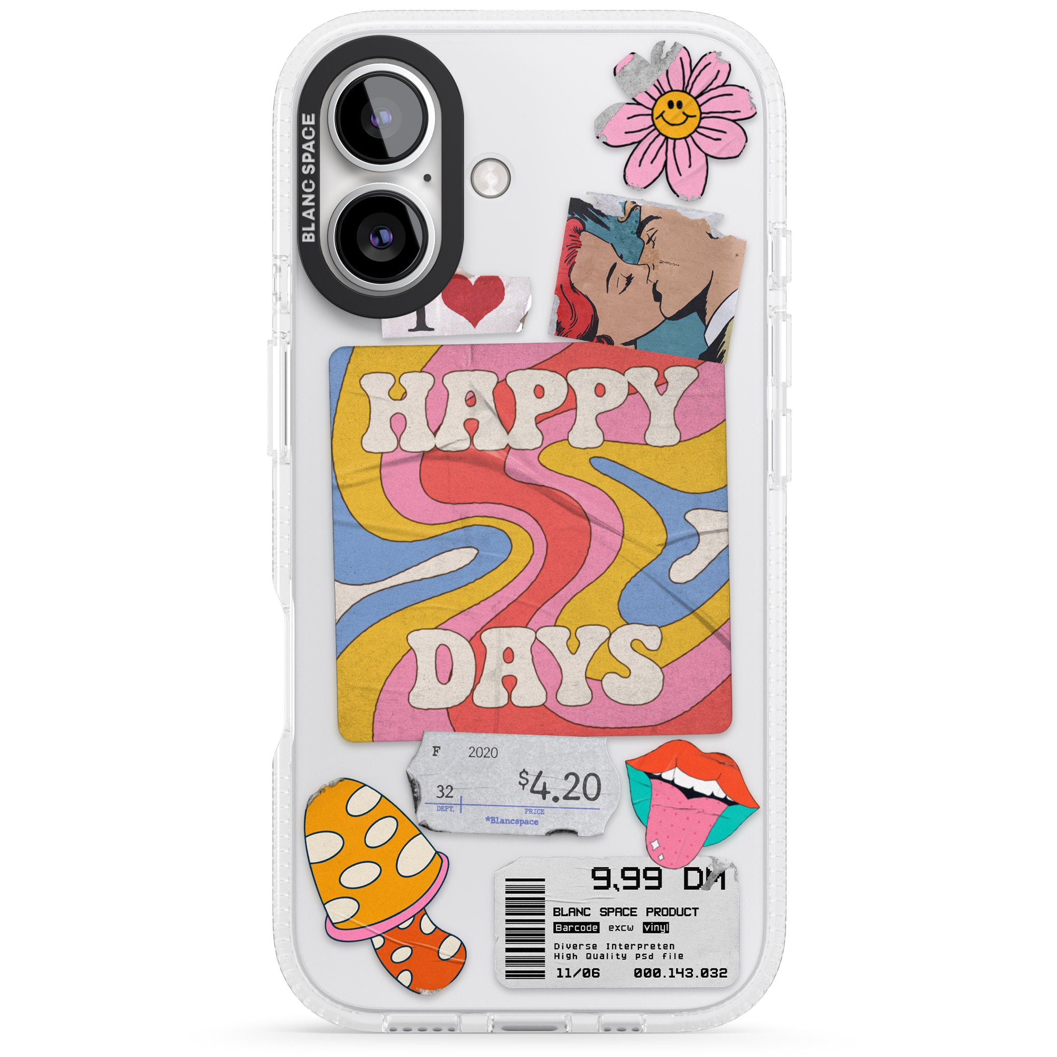 Groovy Trip iPhone 16 / 16 Plus Clear Case Impact Air - Blanc Space