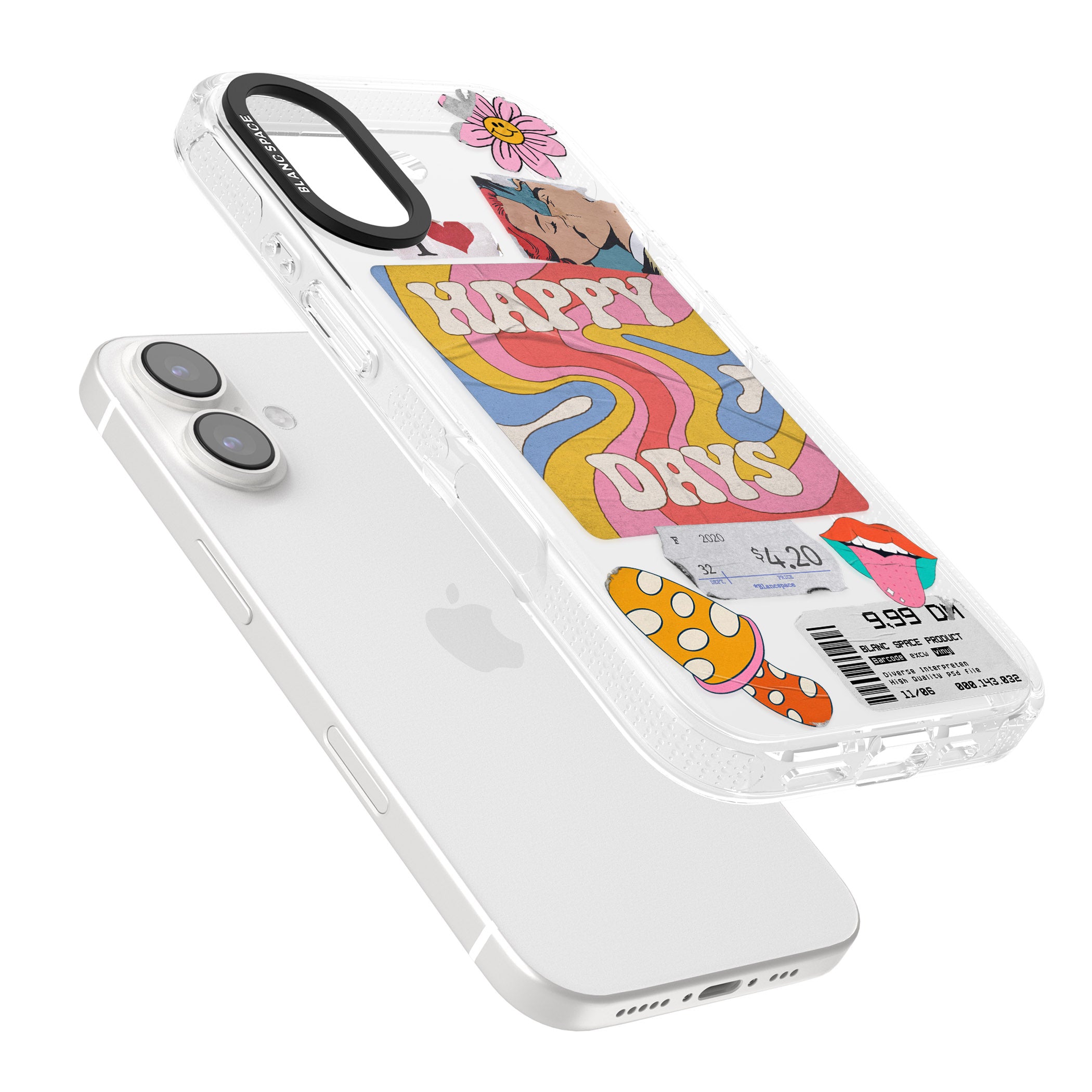 Groovy Trip iPhone 16 / 16 Plus Clear Case Impact Air - Blanc Space