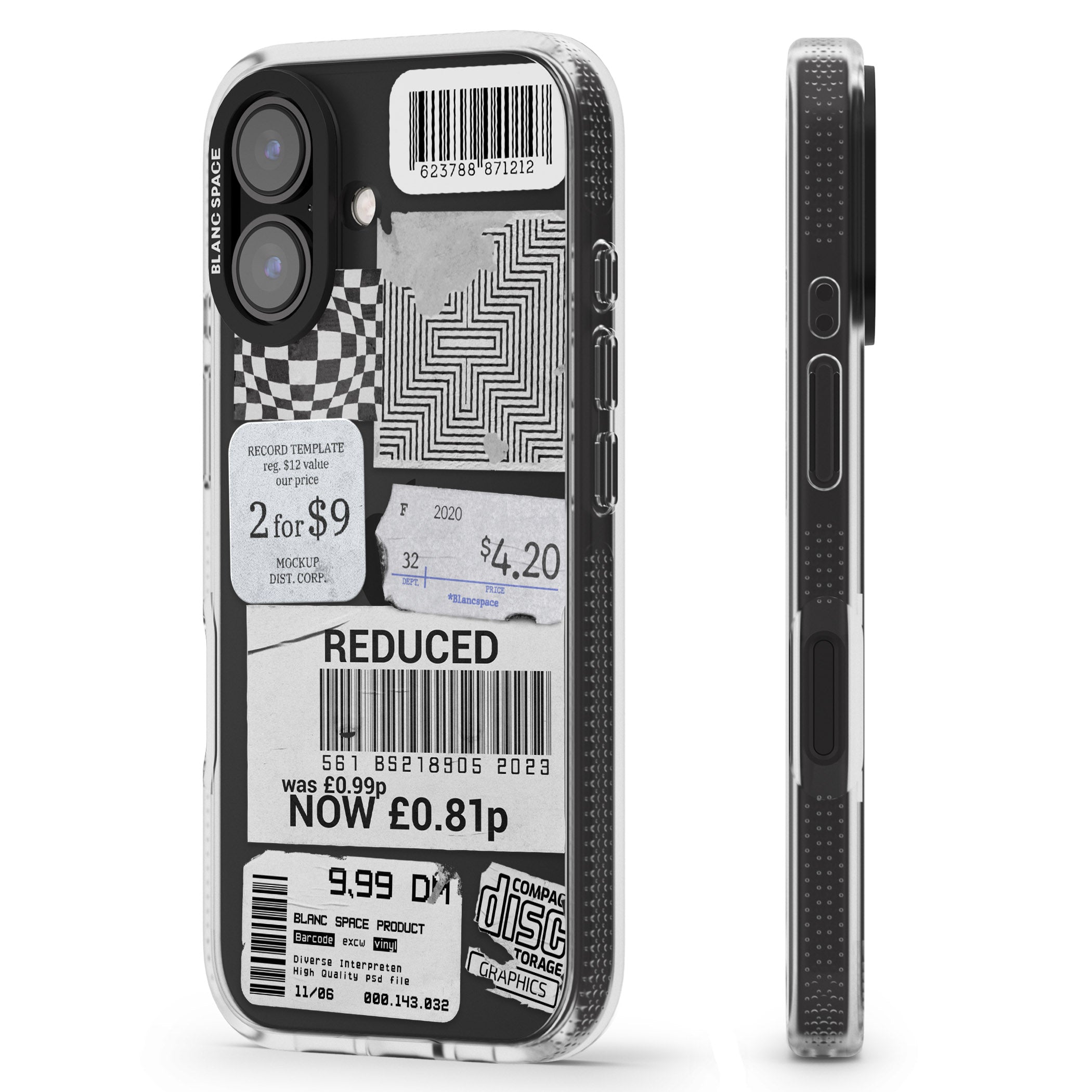 White Sticker Mix iPhone 16 / 16 Plus Clear Case Impact Air - Blanc Space