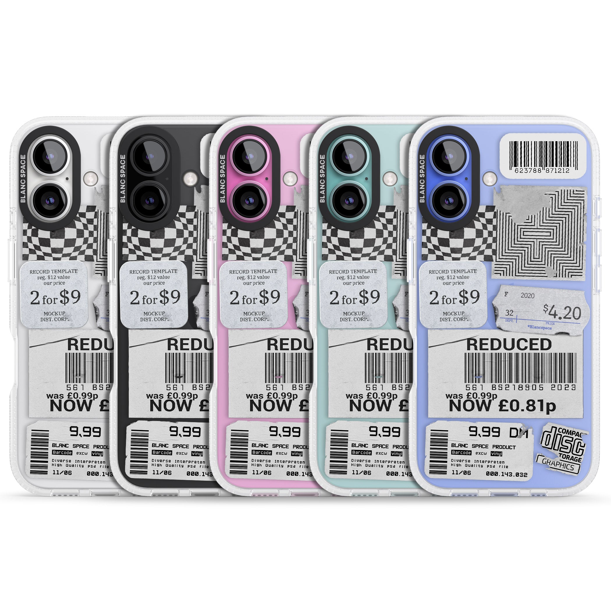 White Sticker Mix iPhone 16 / 16 Plus Clear Case Impact Air - Blanc Space