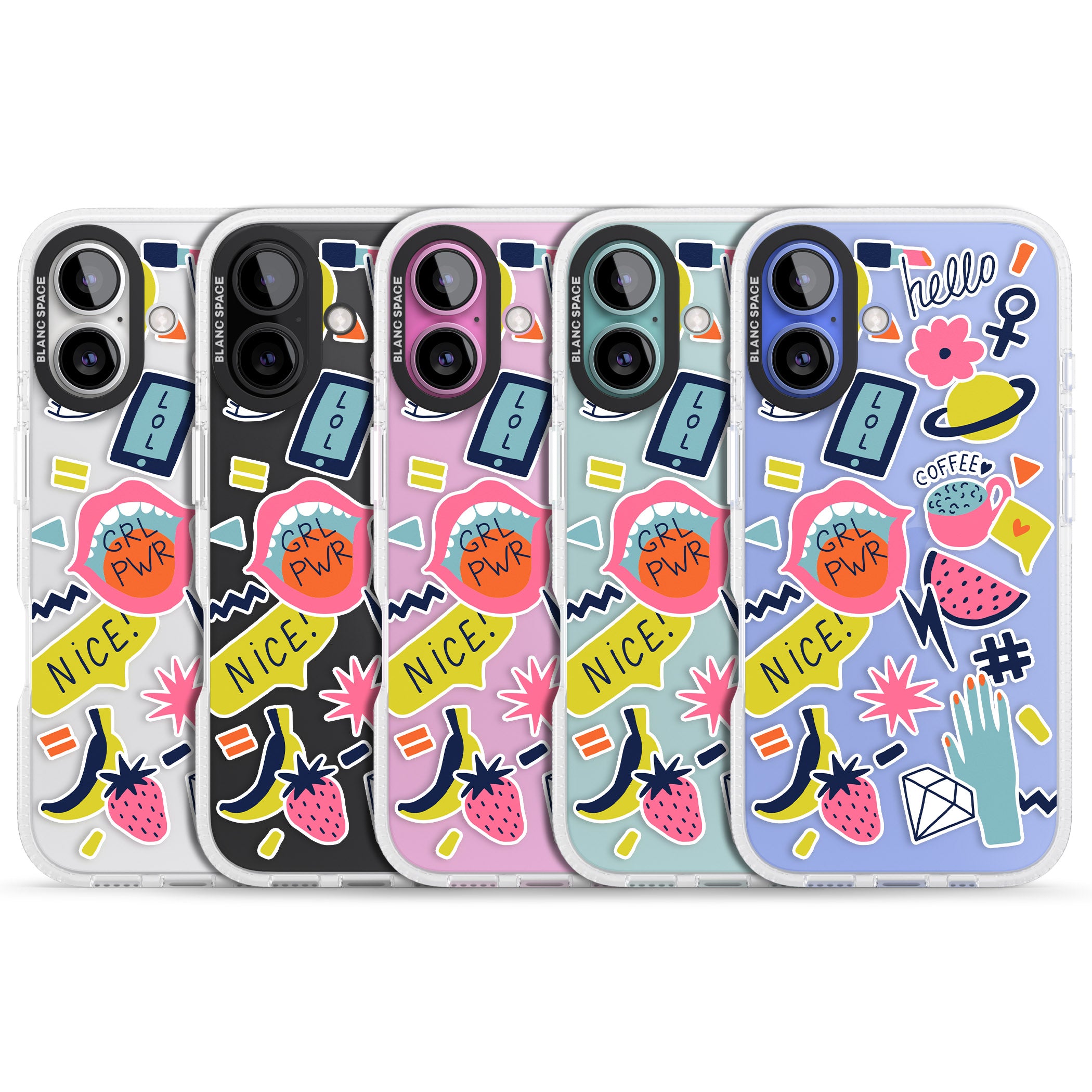 GRL PWR iPhone 16 / 16 Plus Clear Case Impact Air - Blanc Space