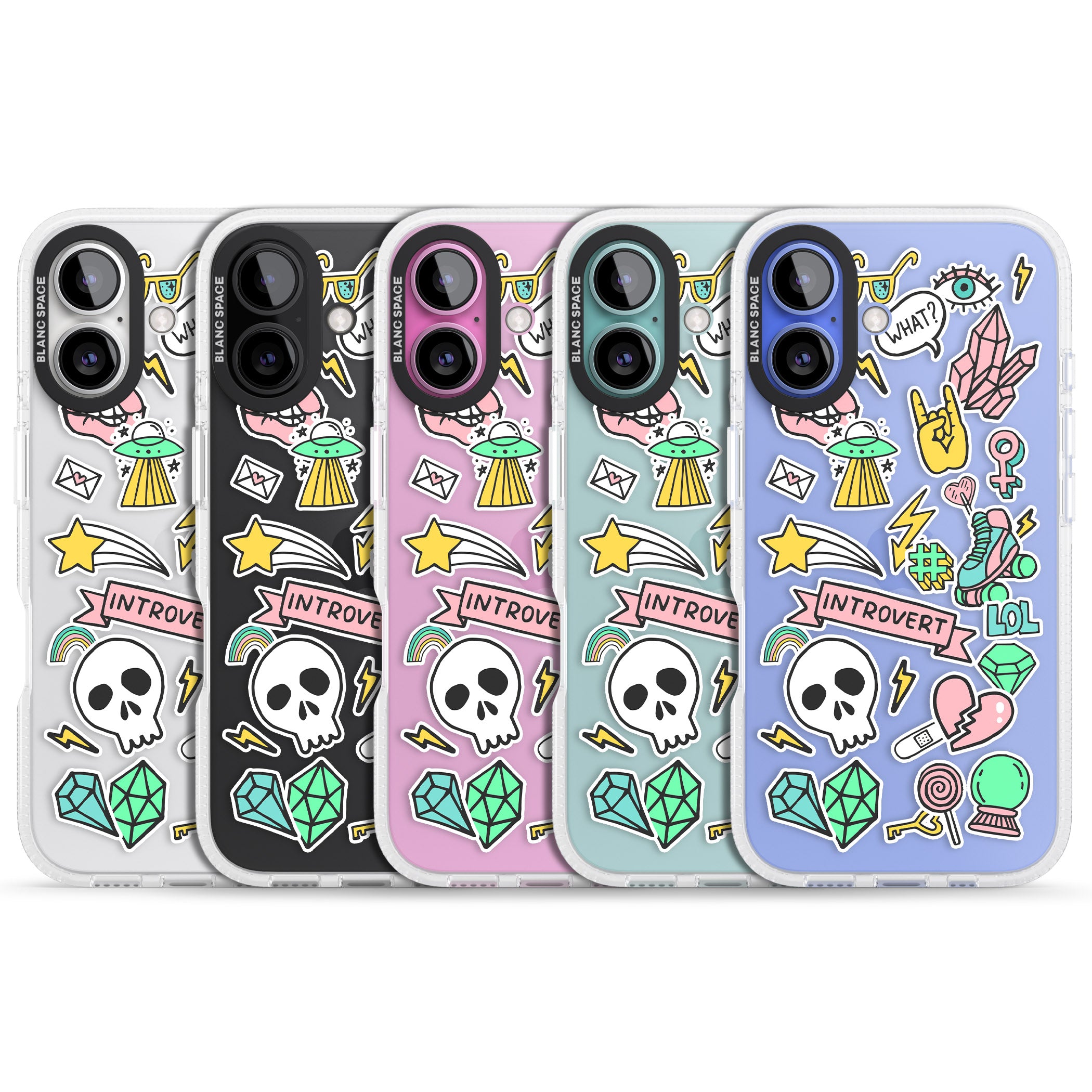 Introvert Sticker iPhone 16 / 16 Plus Clear Case Impact Air - Blanc Space