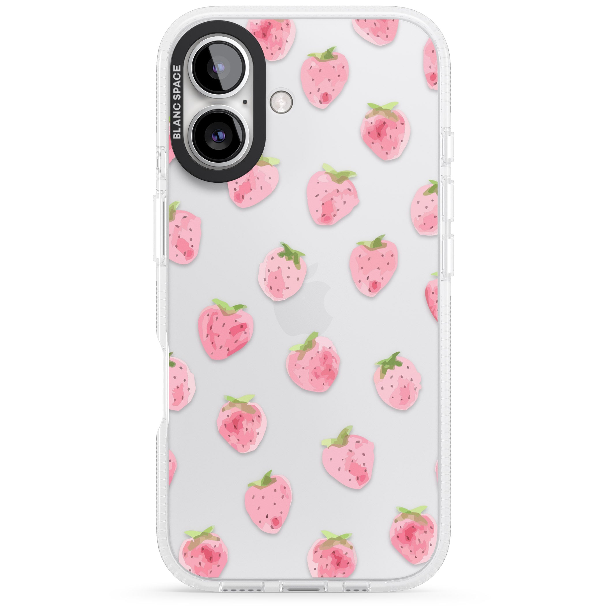 Classic Strawberry iPhone 16 / 16 Plus Clear Case Impact Air - Blanc Space