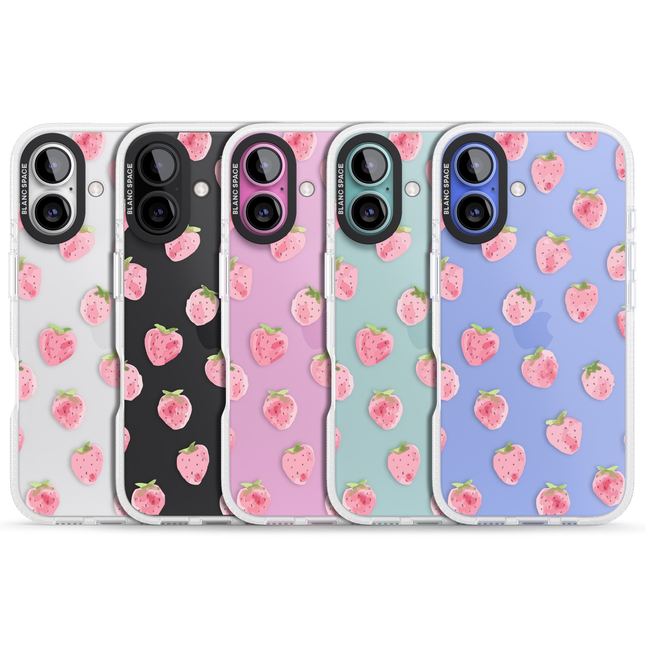 Classic Strawberry iPhone 16 / 16 Plus Clear Case Impact Air - Blanc Space