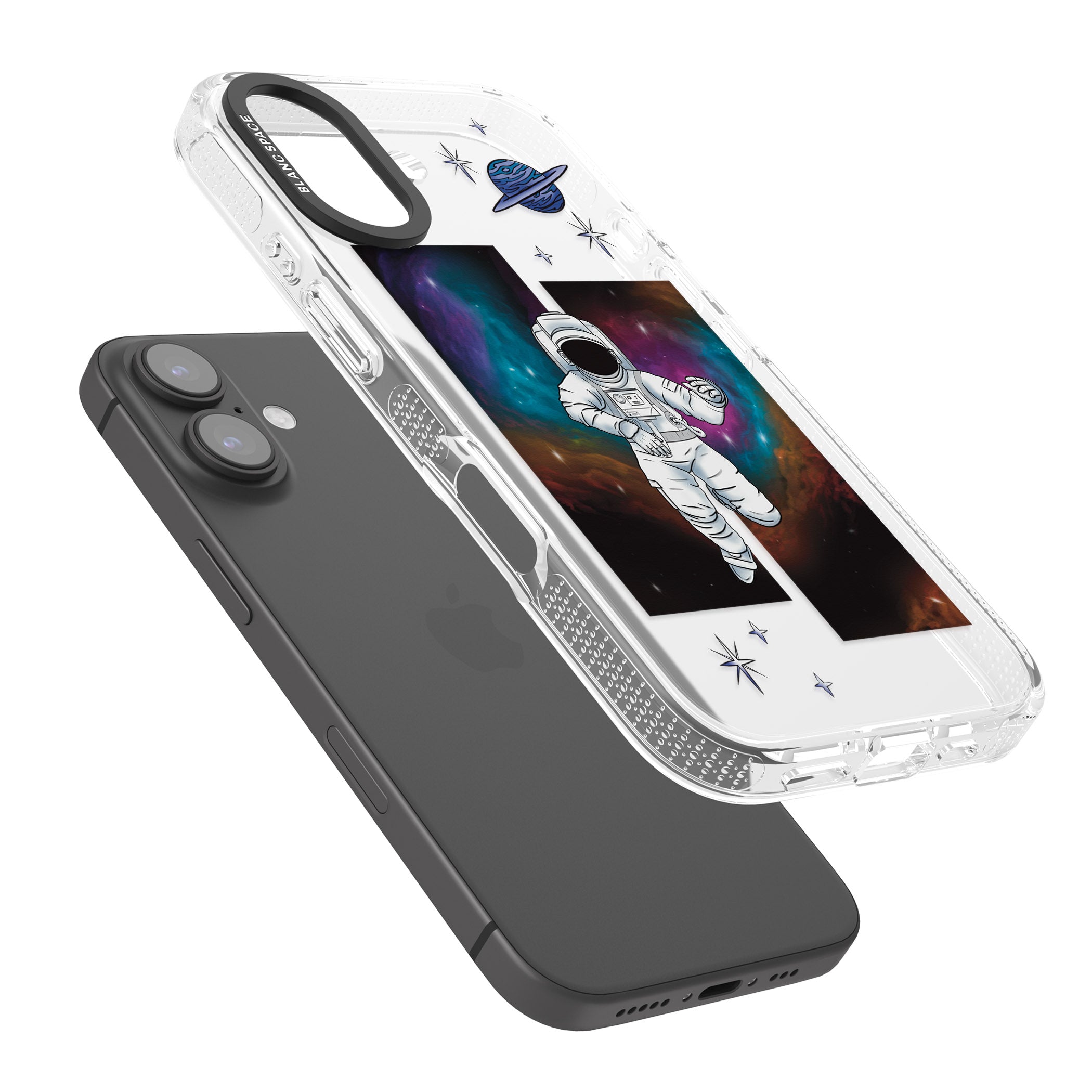 Escape The Nebula iPhone 16 / 16 Plus Clear Case Impact Air - Blanc Space