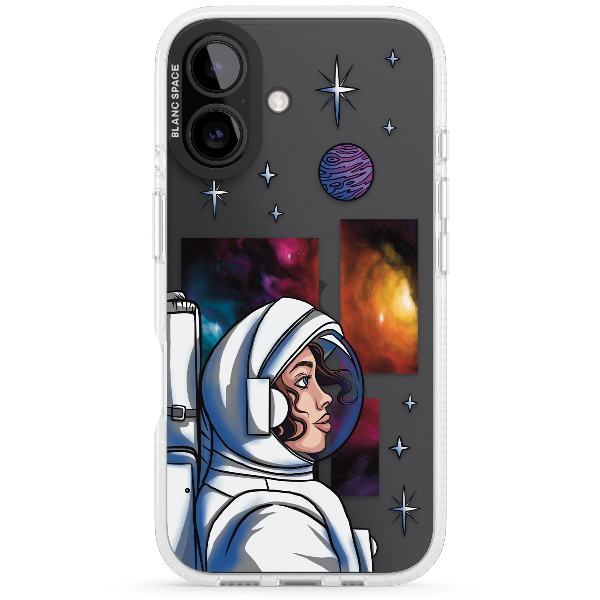 Cosmic Ambition iPhone 16 / 16 Plus Clear Case Impact Air - Blanc Space